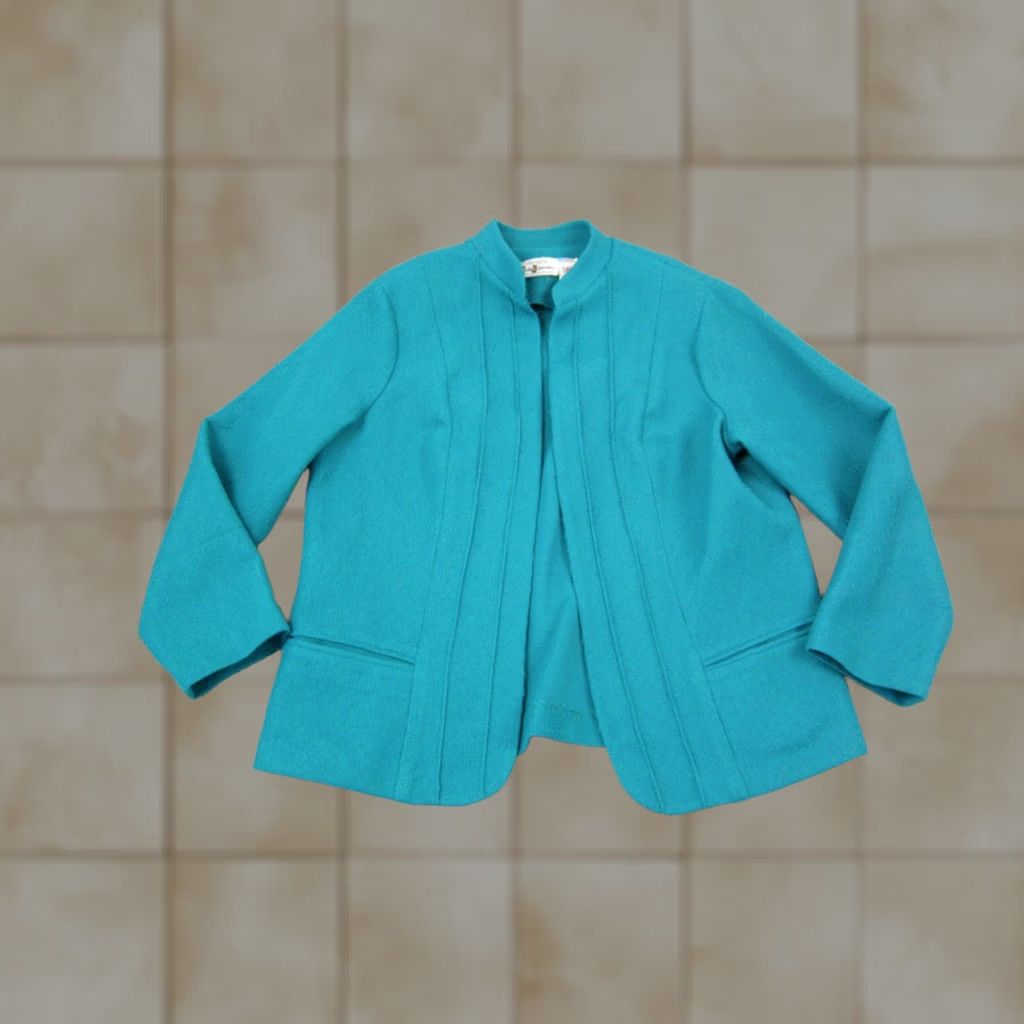 Vintage VINTAGE Marty Gutmacher Blazer Womens Petite Blue Open Cardigan Sweater 36 80s 90s Size XS / US 0-2 / IT 36-38 - 1 Thumbnail