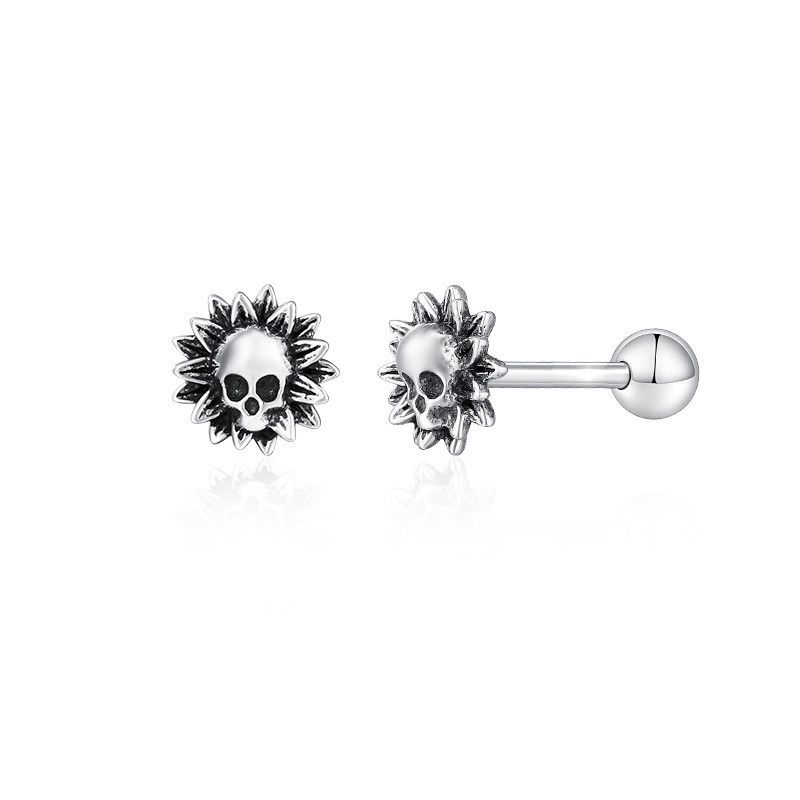 Jewelry Skull Hip-hop Earrings One Pairs Chrome Jewelry Size ONE SIZE - 5 Thumbnail