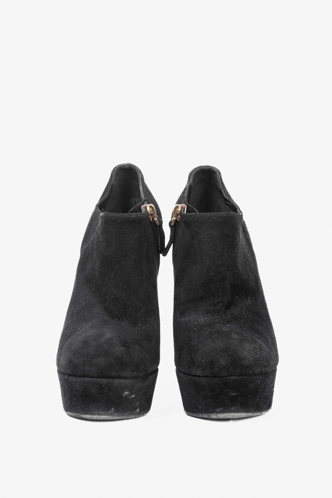 Yves Saint Laurent Yves Saint Laurent Palais Black Suede Platform Booties Size US 6.5 / IT 36.5 - 2 Thumbnail
