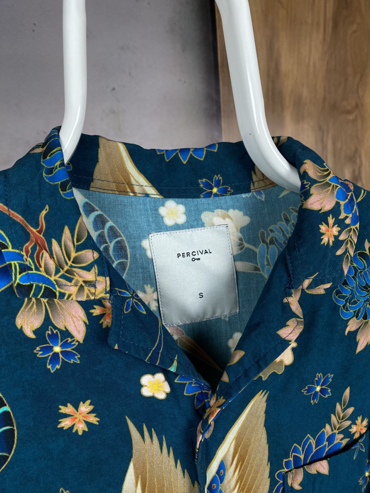 Percival 🦚Shirt Short Sleeve Percival Stork And Flowers Overprint🦚 Size US S / EU 44-46 / 1 - 10 Thumbnail