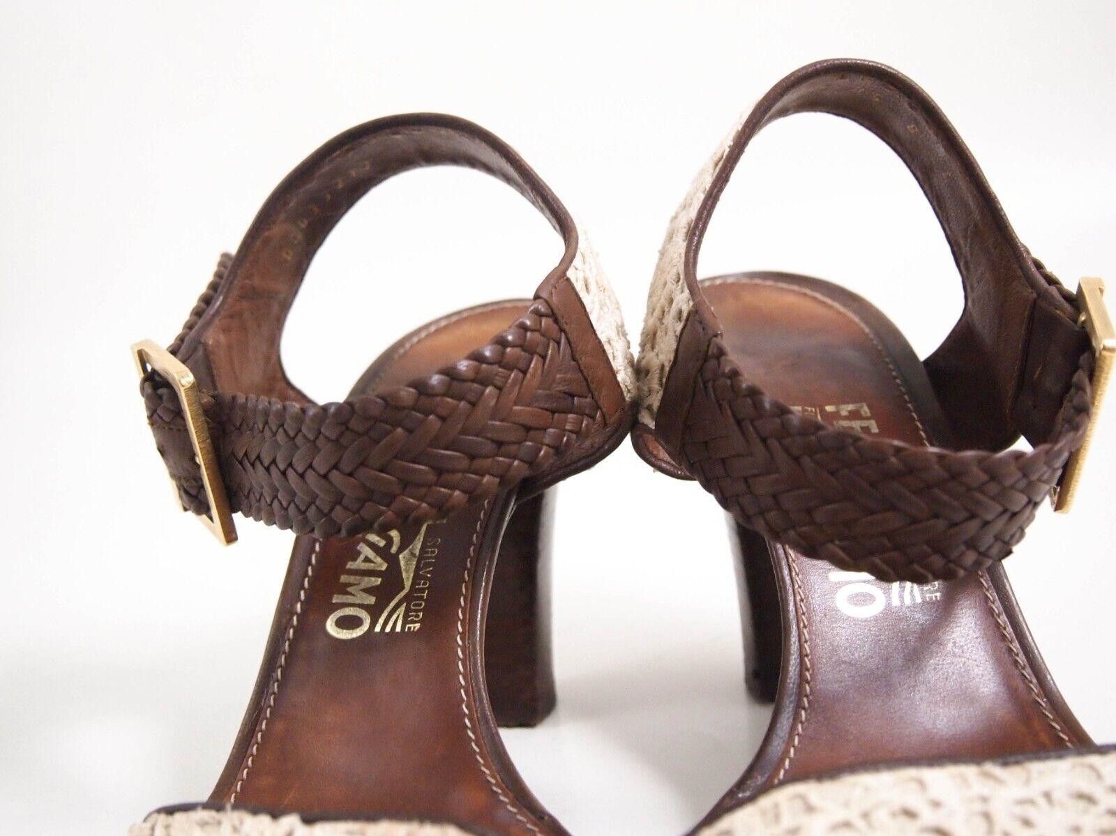 Salvatore Ferragamo Ferragamo Strappy Sandals Brown Leather Lace US 8 EU 38 C Size US 8 / IT 38 - 4 Thumbnail