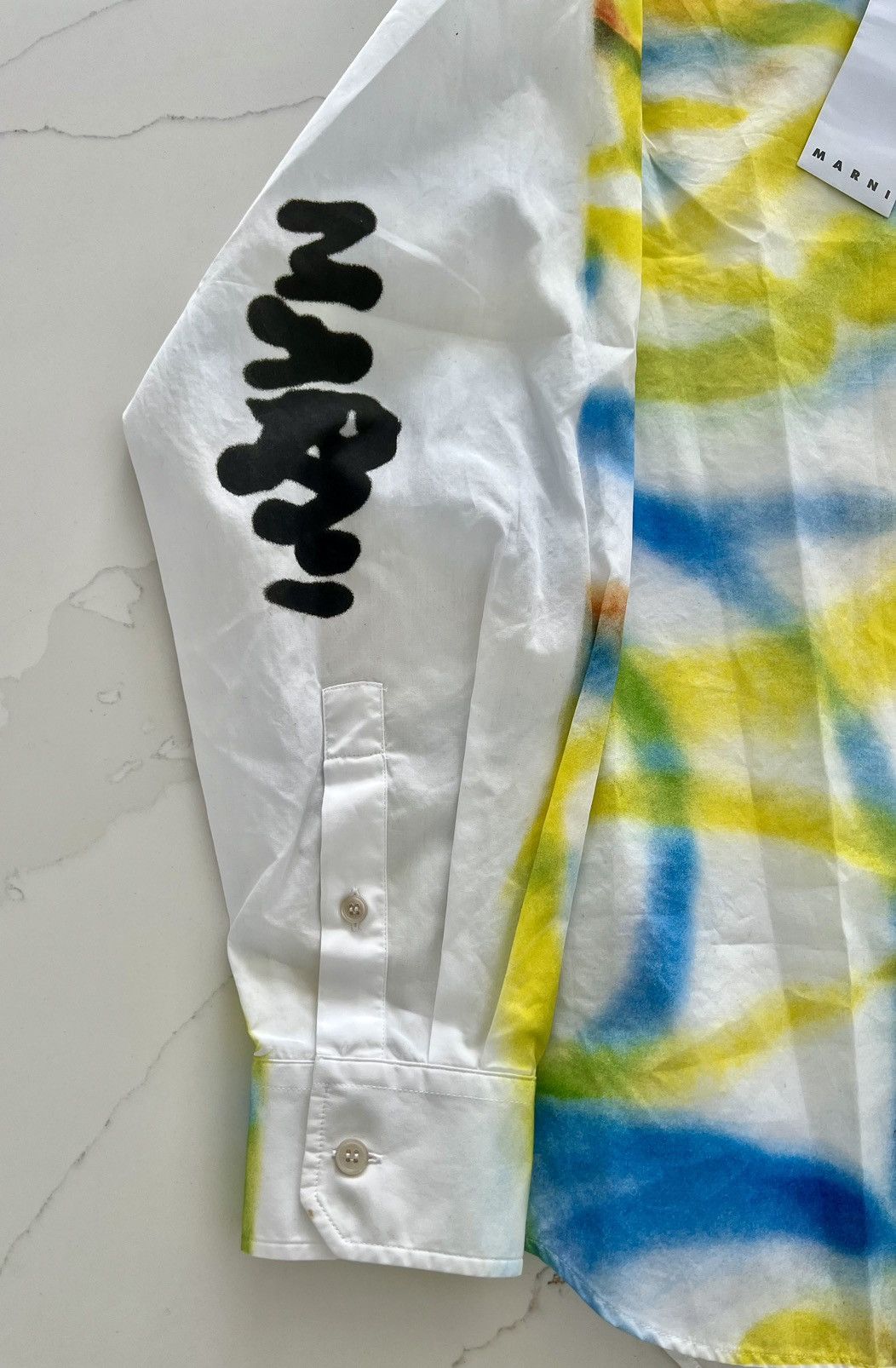 Marni New MARNI Scribble Spray Paint Multicolour Oxford Shirt 50 Size US M / EU 48-50 / 2 - 13 Thumbnail
