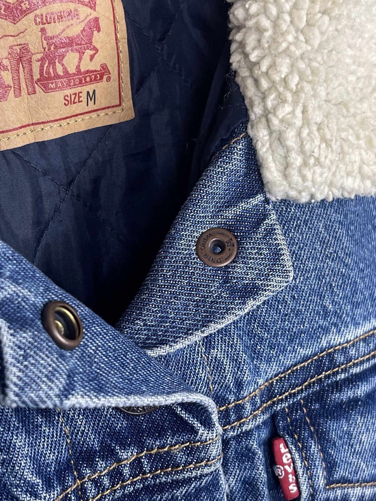 Levi's Levi’s Blue Denim Jeans Sherpa Jacket Women’s Size Medium Size M / US 6-8 / IT 42-44 - 9 Thumbnail