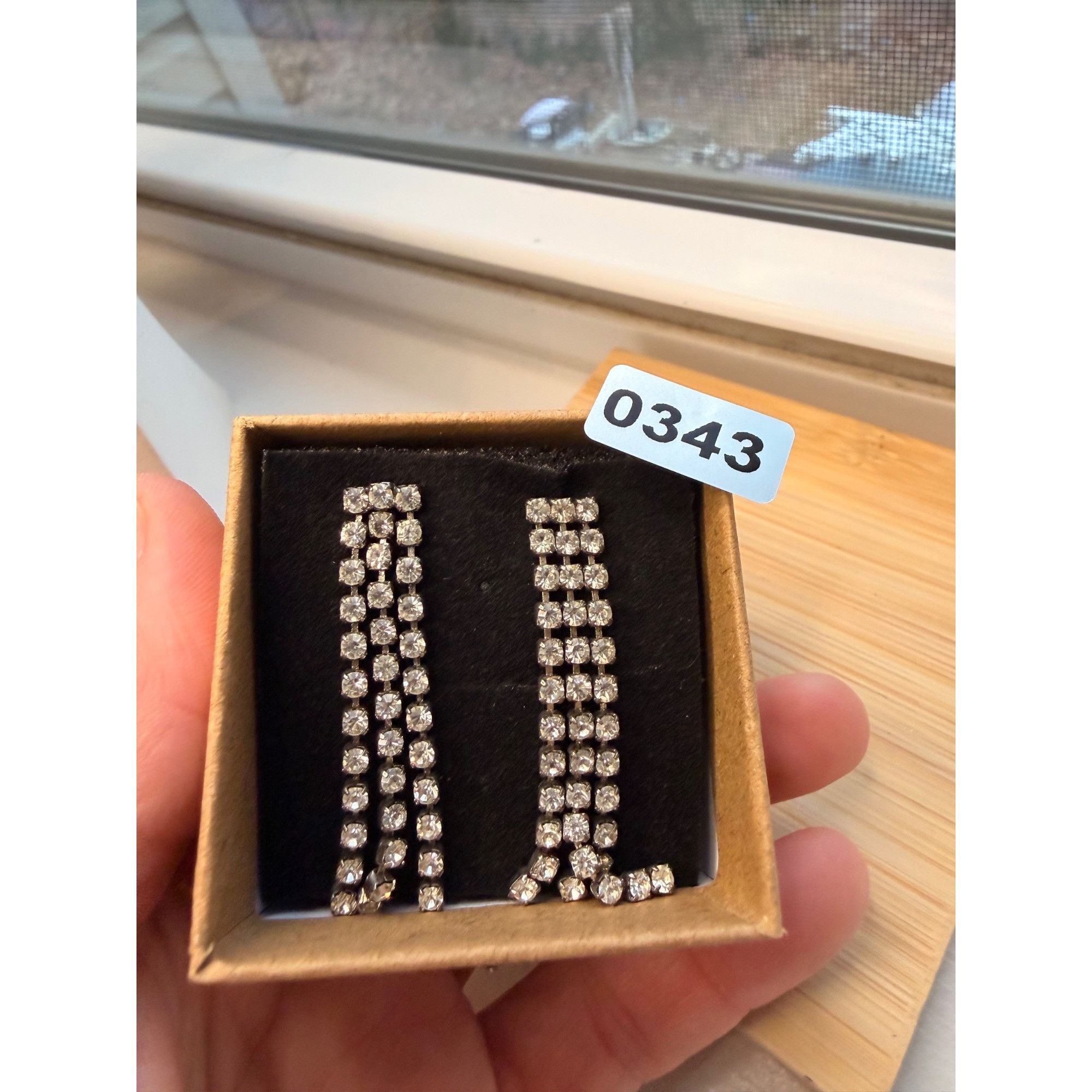 Other Silver-Tone Rhinestone Dangle Earrings With 3-Row Design For Size ONE SIZE - 5 Thumbnail
