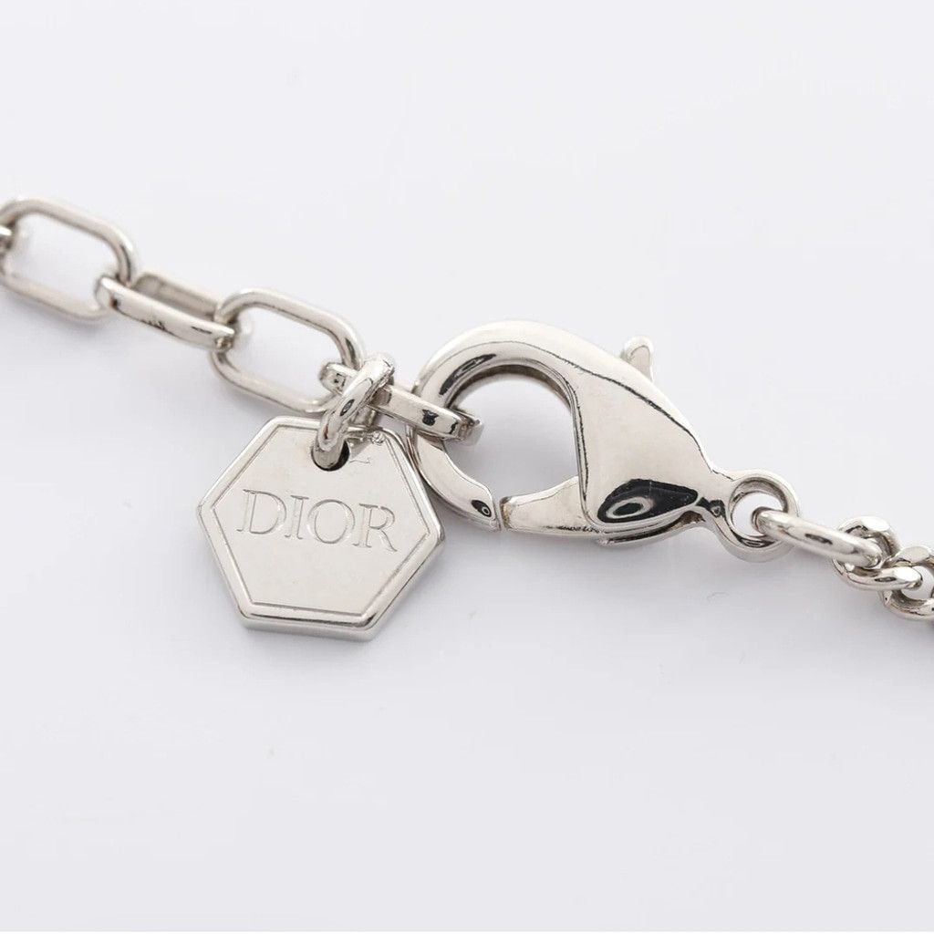 Dior, Oblique Pendant Necklace, Silver-Toned Metal, Crystals