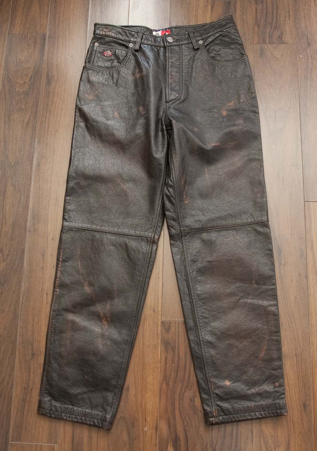 Tommy Hilfiger Motorcycling 100% Leather Pants Size 31x28.5