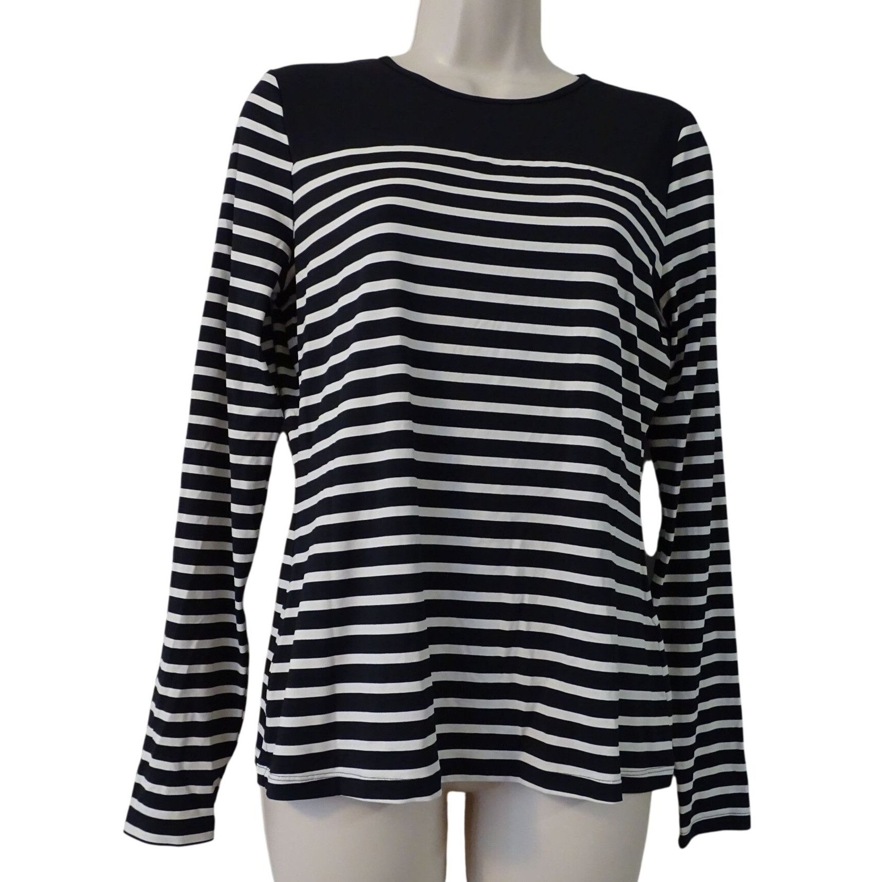 Lands' End Lands End Women Black White Striped Long Sleeve Top Size S Size S / US 4 / IT 40 - 1 Thumbnail