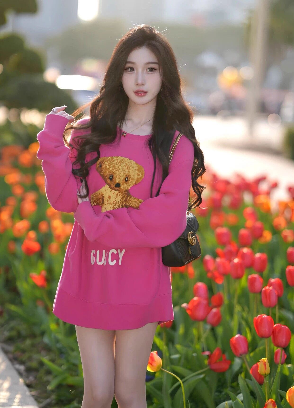Gucci Gucci women's pink sweatshirt emb teddy bear logo M Size M / US 6-8 / IT 42-44 - 2 Thumbnail
