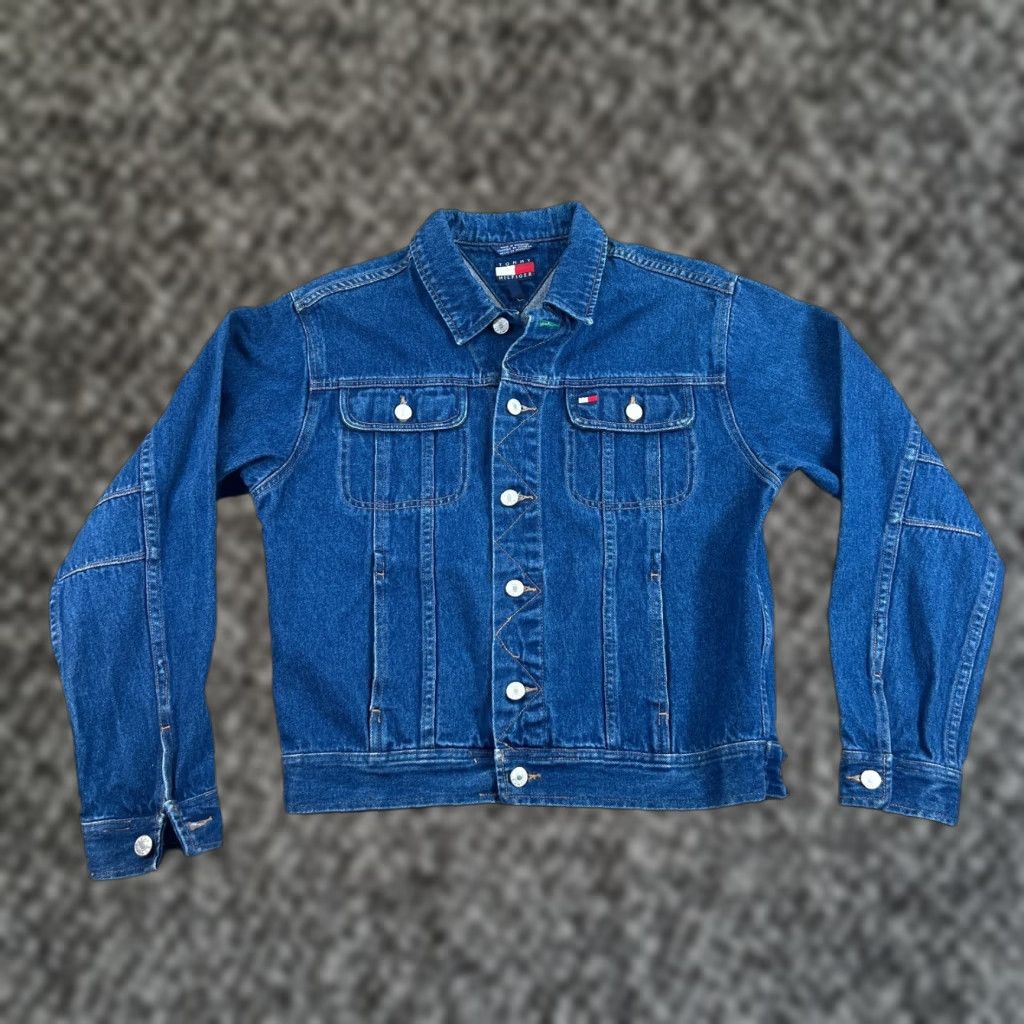 Tommy Hilfiger VINTAGE Tommy Hilfiger Jacket Womens XL Denim Jean Trucker Flag Size 40" / US 18 - 1 Thumbnail