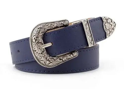 Other Blue Color Retro Pin Buckle PU Leather Belt Size ONE SIZE - 4 Thumbnail