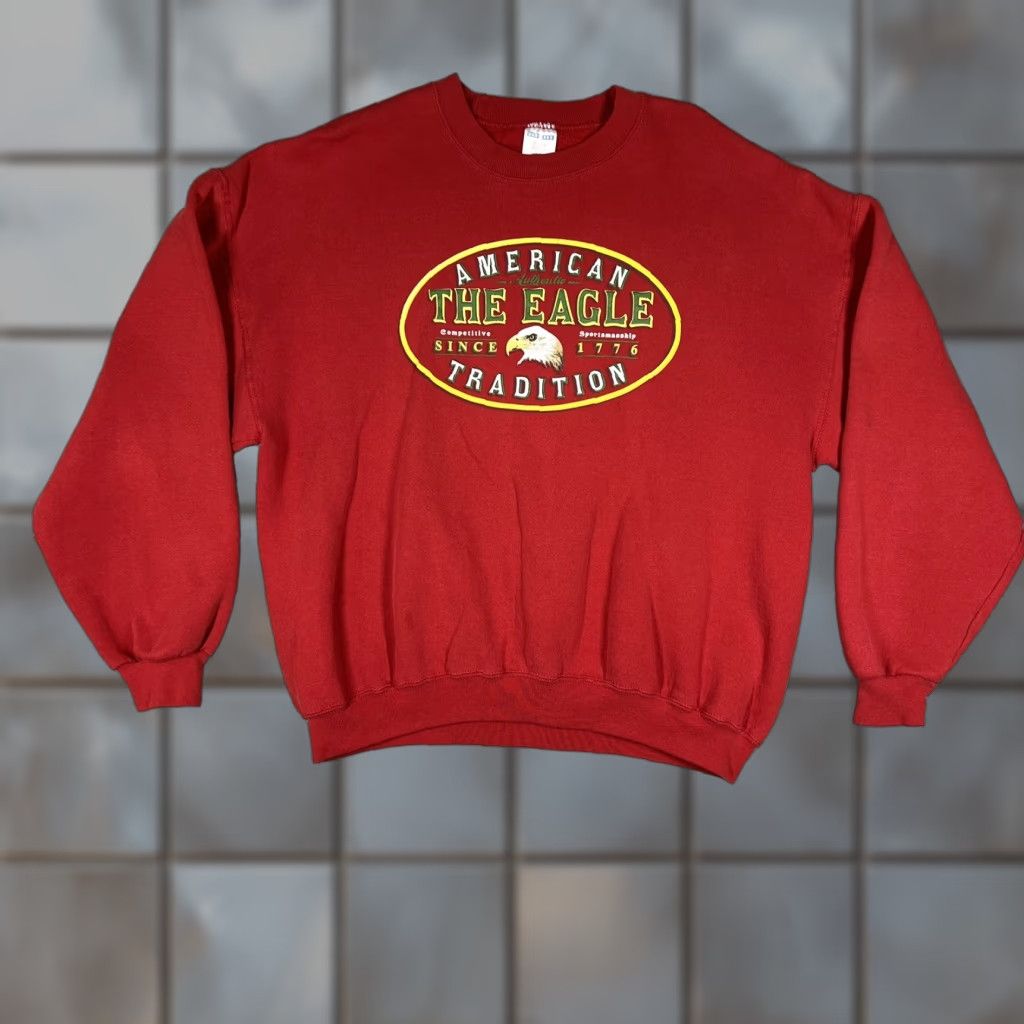 Jerzees Jerzees NuBlend Crewneck Sweater Mens XL Red The Eagle American Tradition Size US XL / EU 56 / 4 - 1 Thumbnail