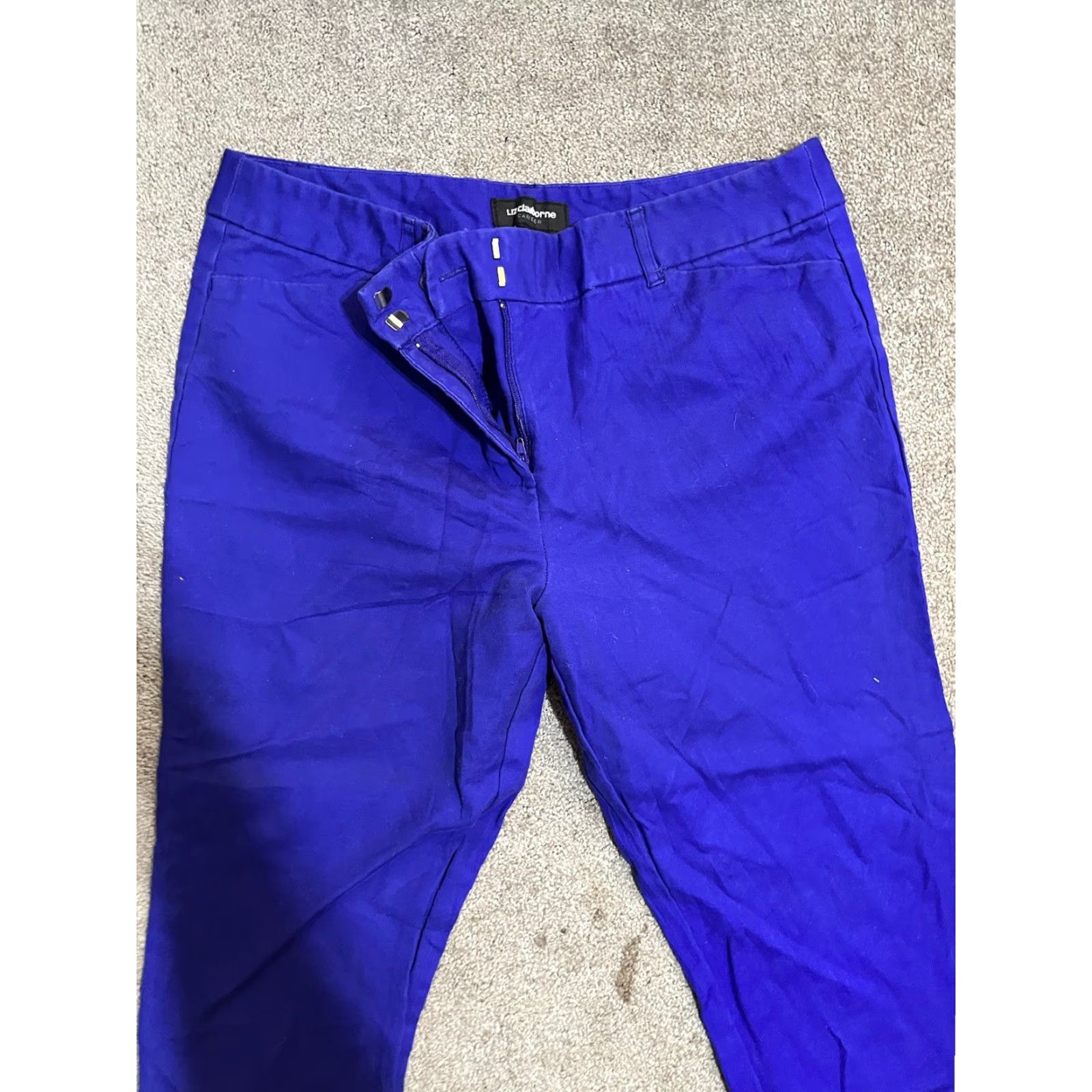 Liz Claiborne Liz Claiborne Womens Career Classic Pants Straight Blue 10 Slim Stretch Twill Tailored Flat Front 26in Inseam Mens Ladies Girls Womens Size 32" / US 10 / IT 46 - 2 Thumbnail