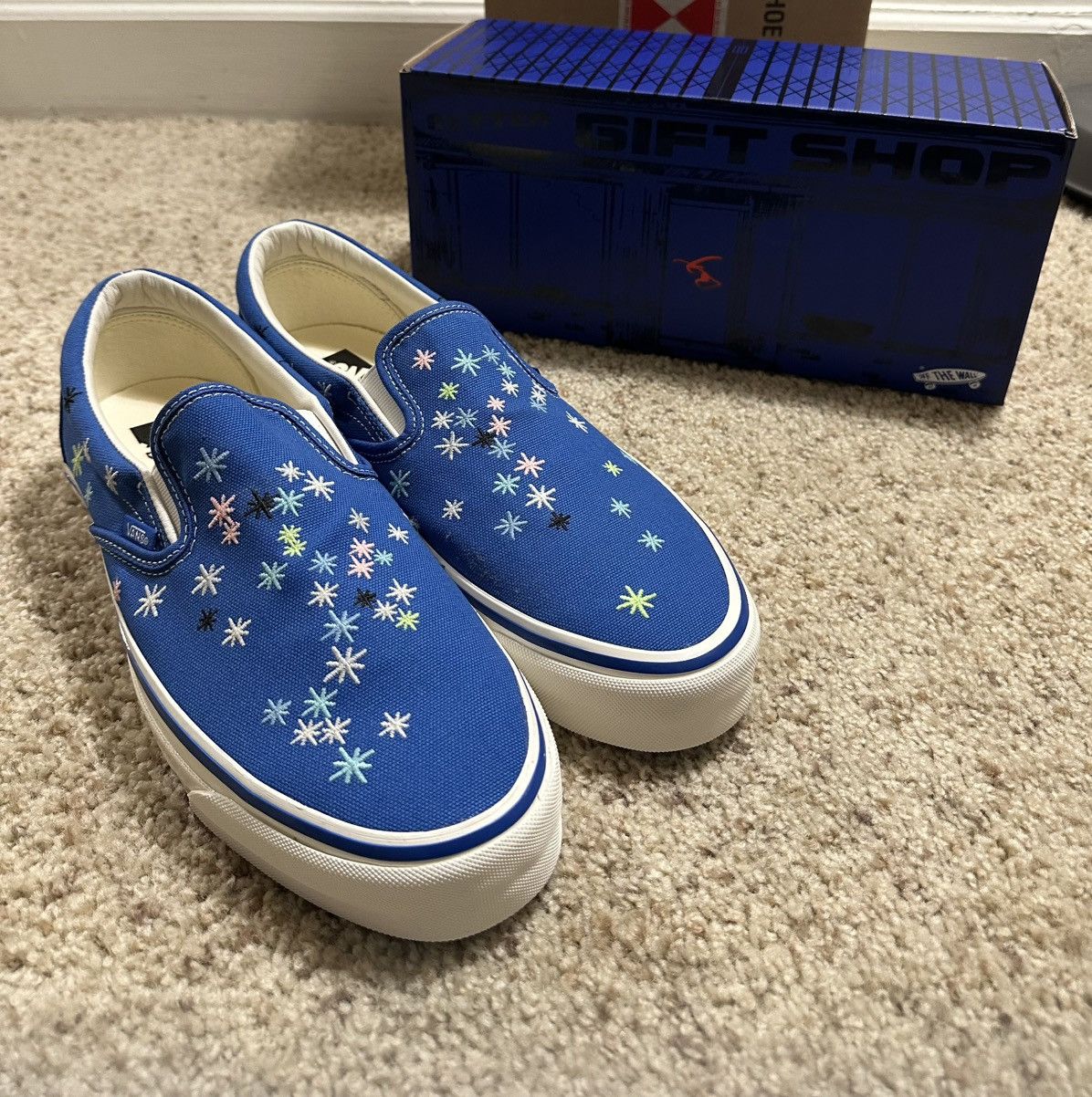 Other *RARE* AOI X VANS SLIP ON 98 EMBROIDERED SIZE 12 BLUE Size US 12 / EU 45 - 1 Thumbnail