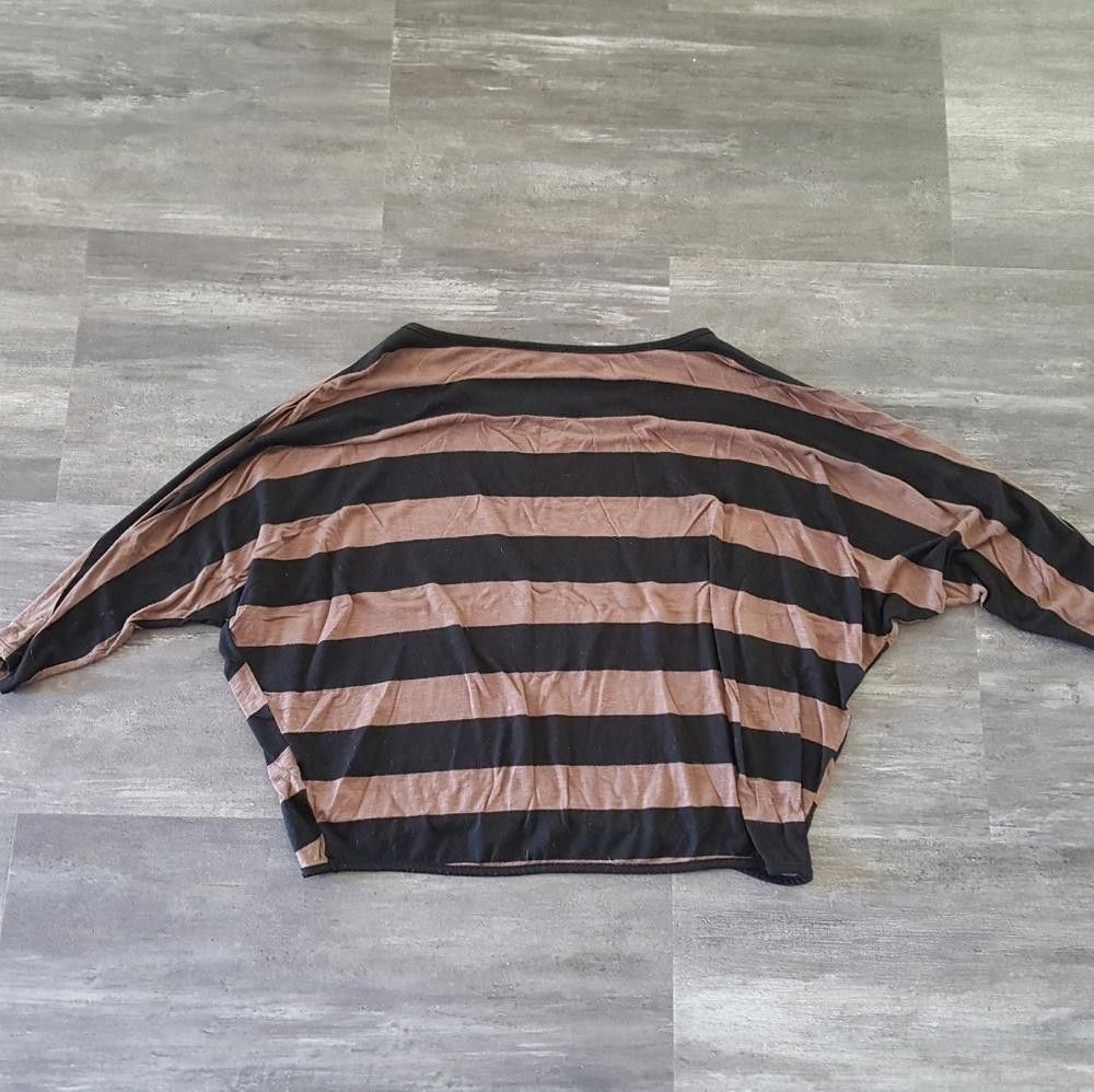 Designer Brown Black Bold Striped 3/4 Sleeve Size S / US 4 / IT 40 - 2 Thumbnail