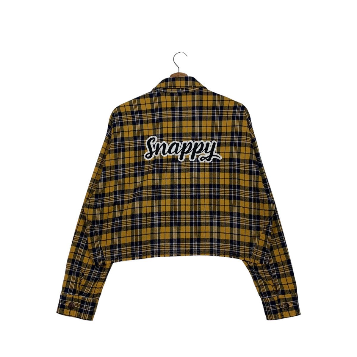 Japanese Brand REPIPI ARMARIO Yellow Check Crop Flannel Jacket #2600-C117 Size M / US 6-8 / IT 42-44 - 7 Thumbnail