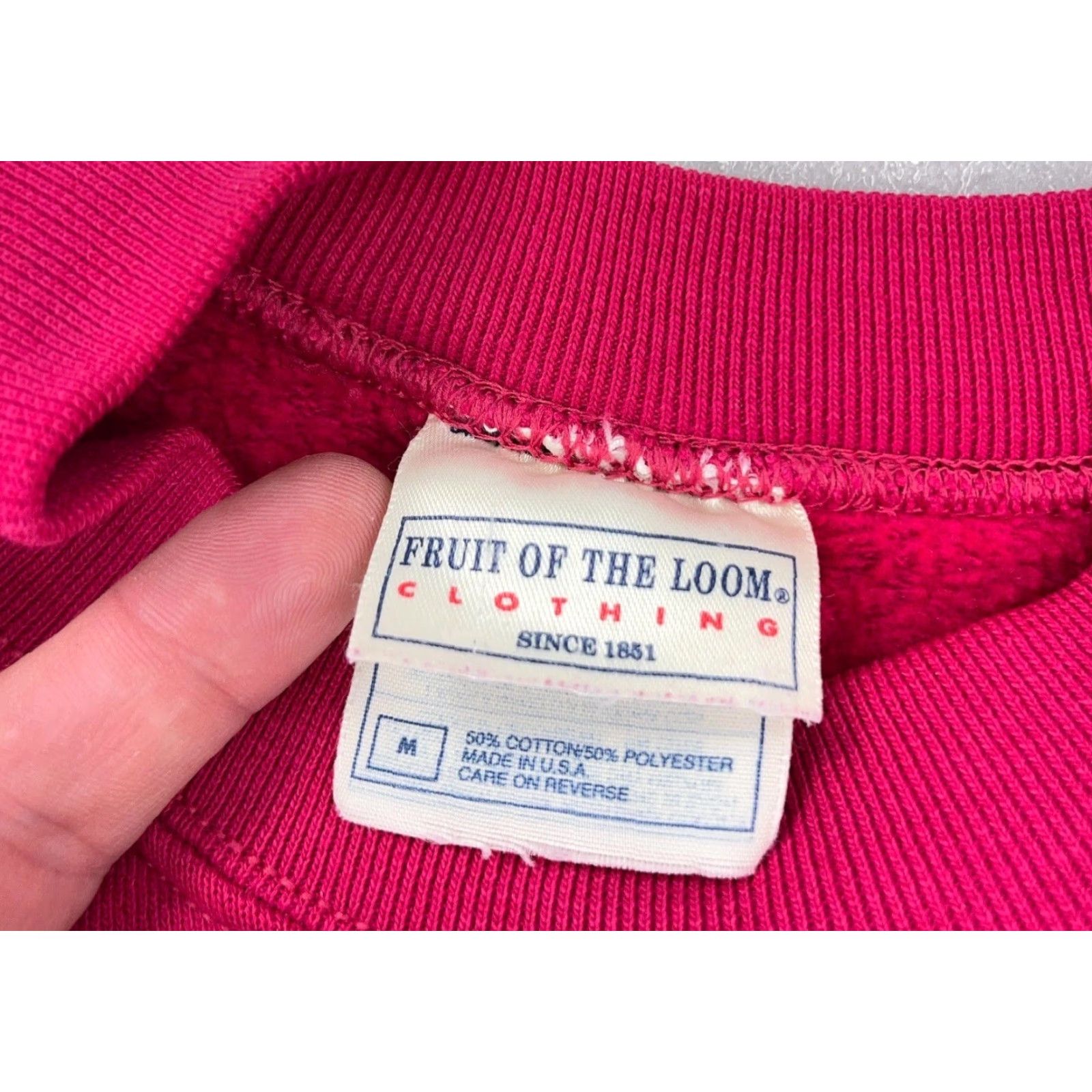 Fruit Of The Loom VINTAGE Fruit Of The Loom Sweatshirt Women M Pink Sweatshirt 90s Y2K US Size M / US 6-8 / IT 42-44 - 3 Thumbnail