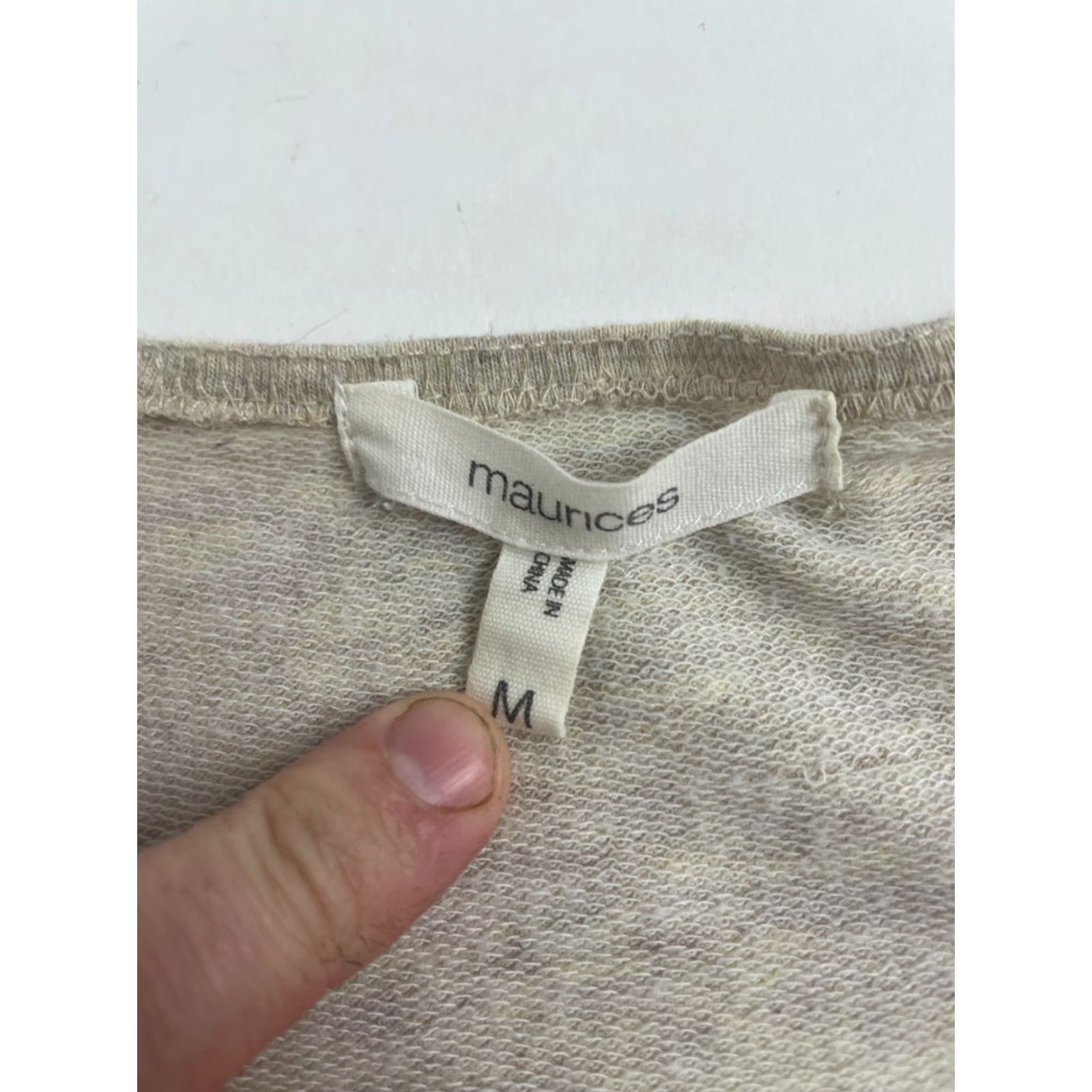 Vintage Maurices Sweater Cardigan Women's Medium Tan Heather Open Roll Tab Sleeve Knit Polyester Spandex Modern Vintage: No Size M / US 6-8 / IT 42-44 - 7 Thumbnail