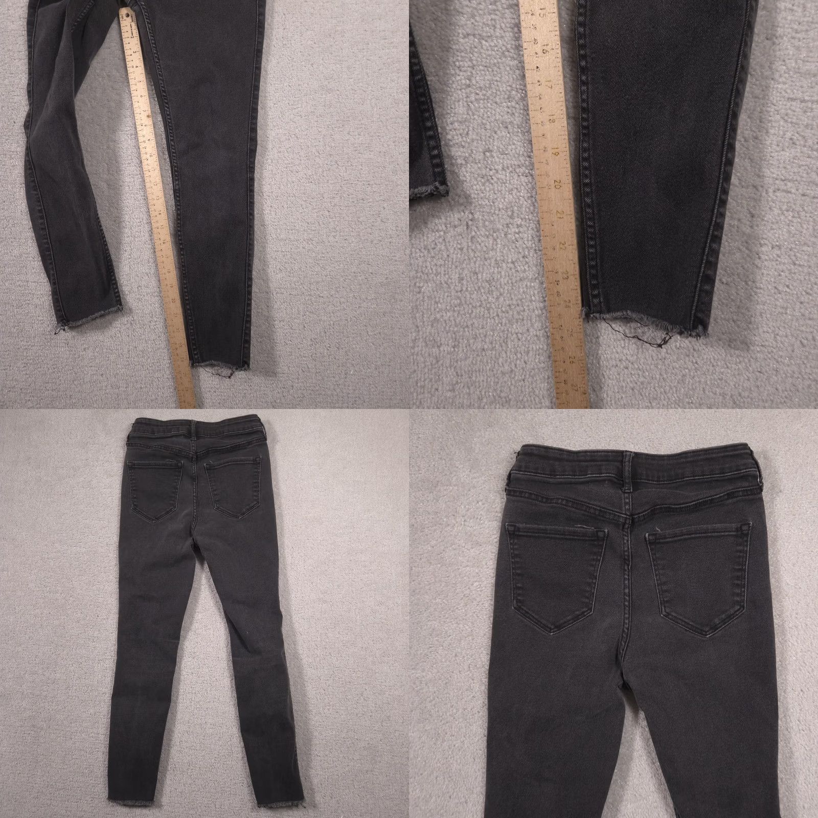 Old Navy Old Navy Rockstar Super Skinny Jeans Womens 6 Crop Black Extra High Rise Raw Hem Size 28" / US 6 / IT 42 - 9 Thumbnail