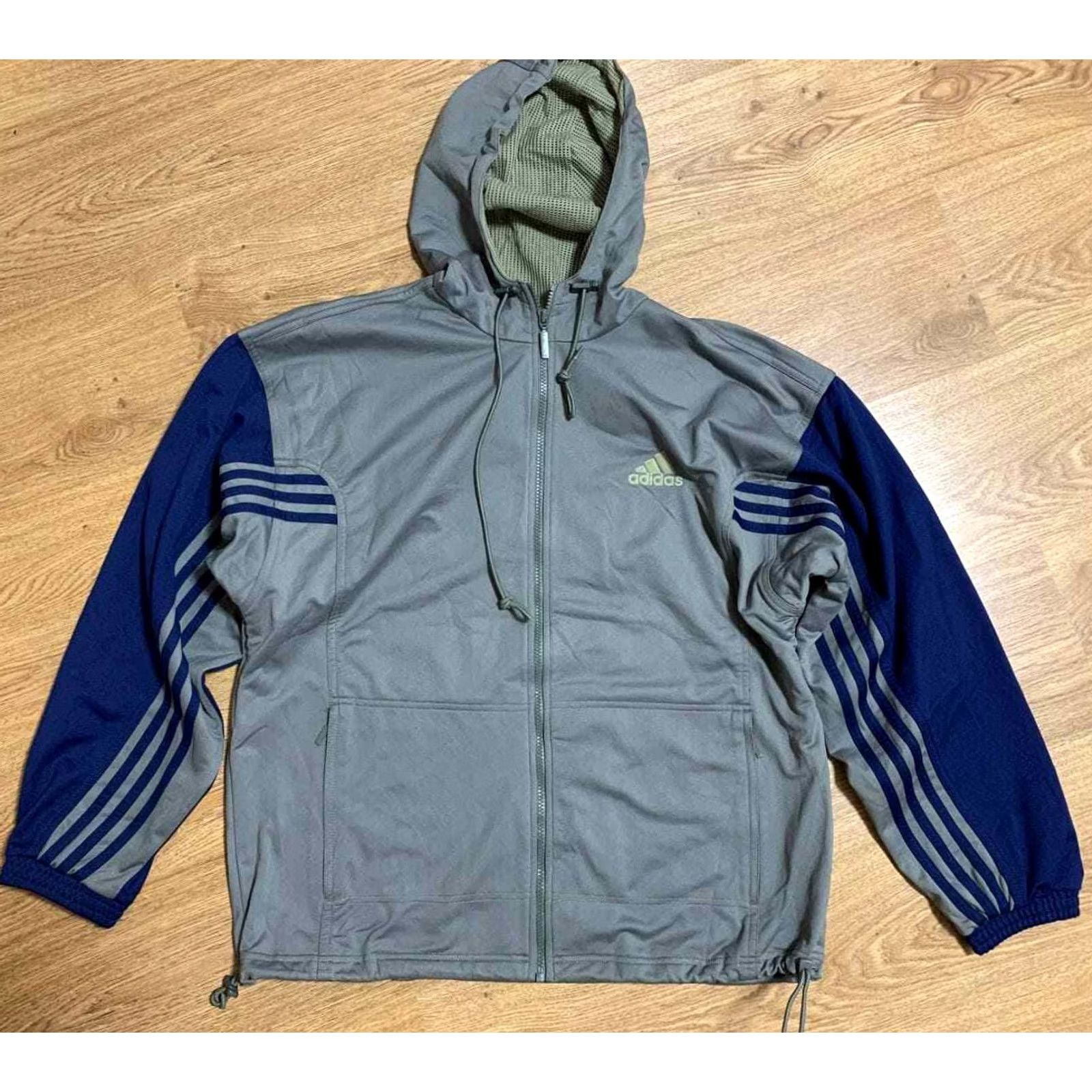 Adidas VINTAGE adidas Hooded Jacket Track Top Big Logo Men L Olive 100% Polyester Full Zip Jacket Tracks Mens Size US L / EU 52-54 / 3 - 3 Thumbnail