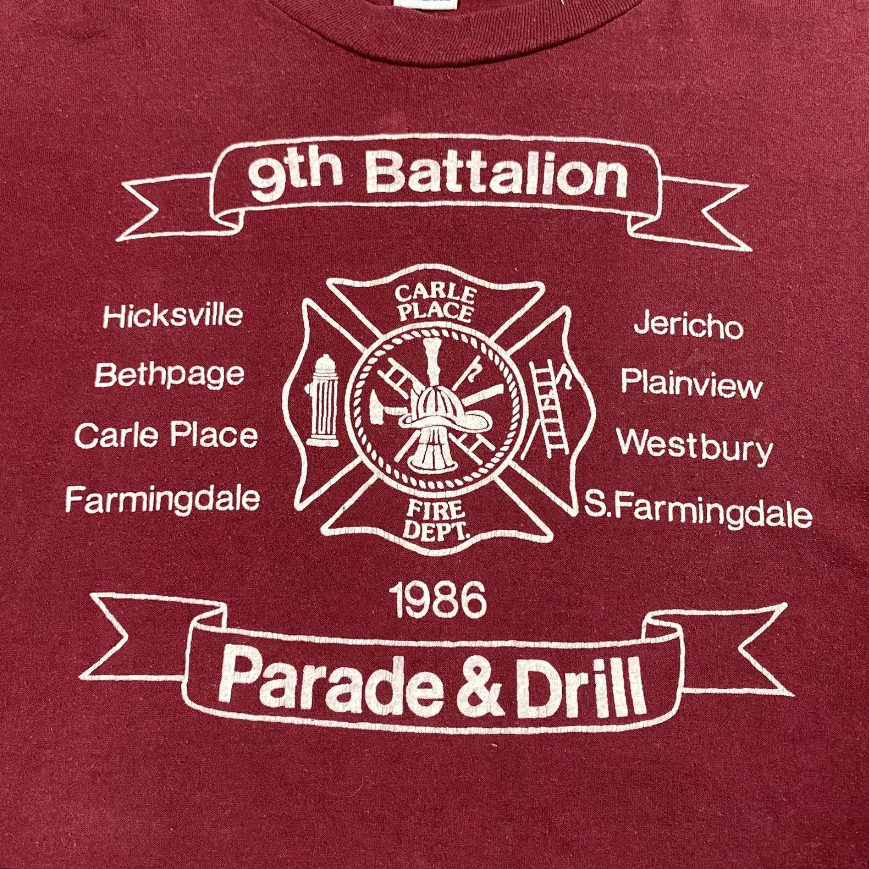 Vintage VINTAGE 1986 JERZEES BY RUSSELL NEW YORK FIRE DRILL T-SHIRT MAROON L Men Size US L / EU 52-54 / 3 - 2 Thumbnail