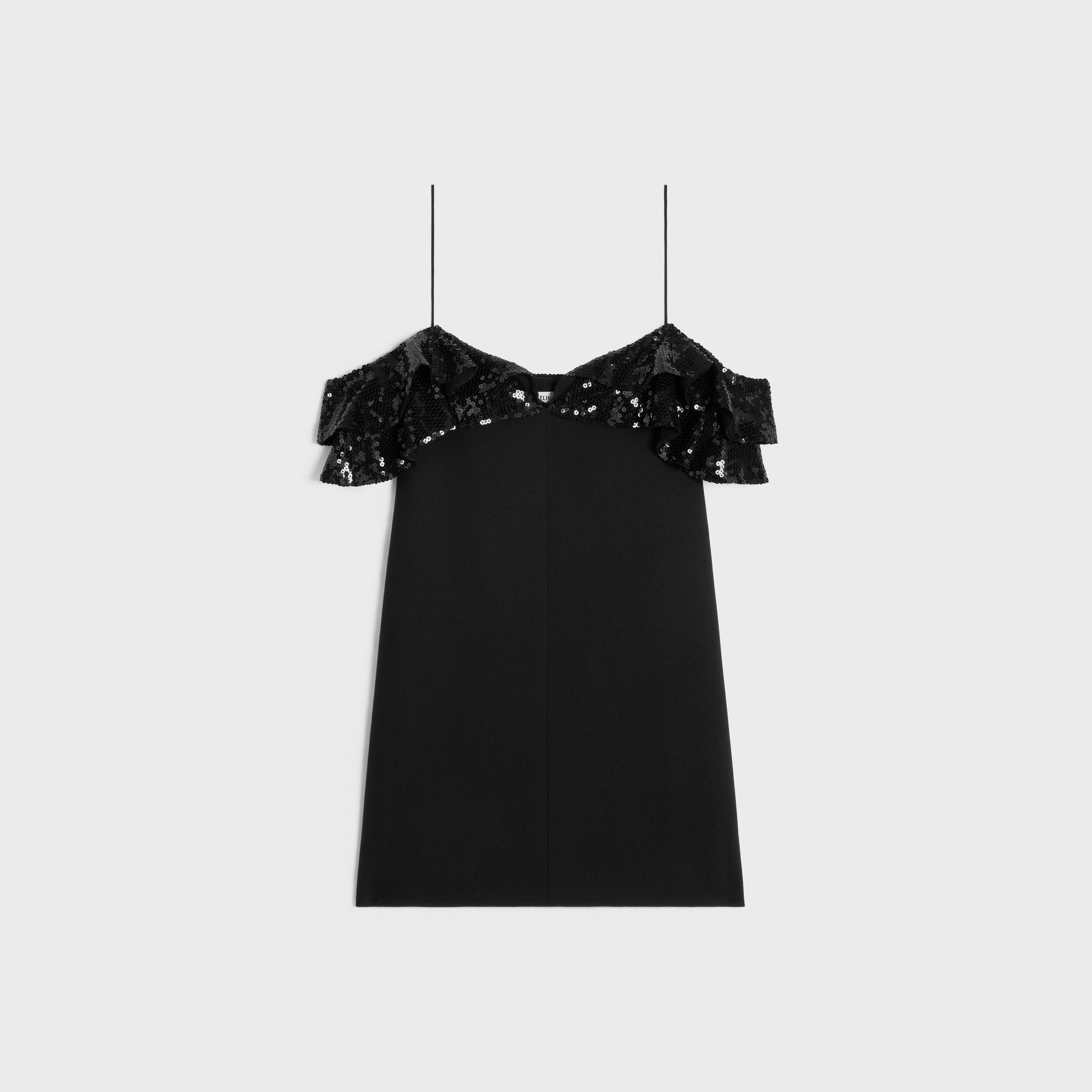 Celine o1w1db10925 2R04K844C Embroidered Mini Dress in Black Size M / US 6-8 / IT 42-44 - 1 Thumbnail