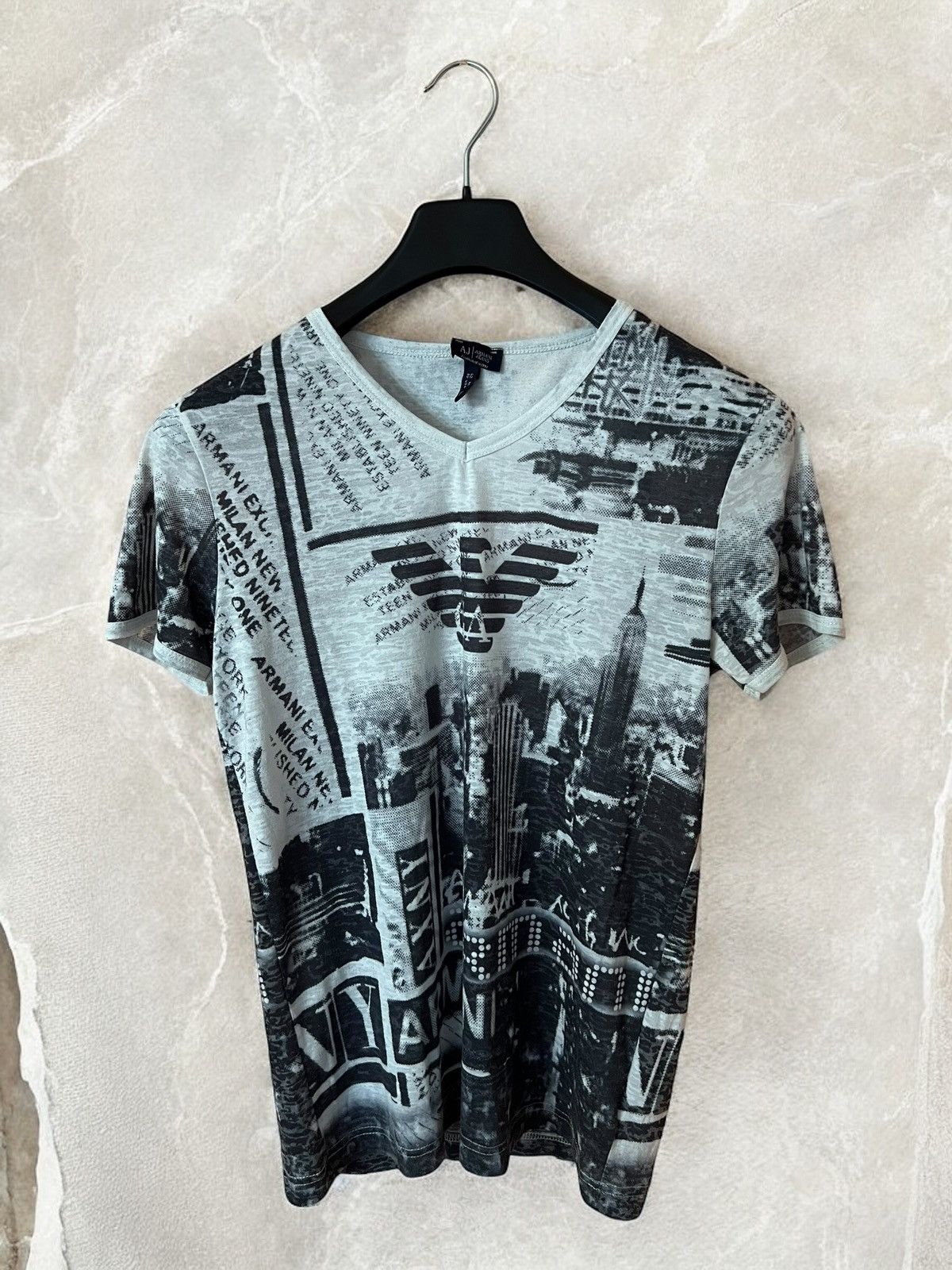 Armani × Vintage Vintage Armani Avant Garde 00s Tee T shirt City Print y2k Size US M / EU 48-50 / 2 - 4 Thumbnail