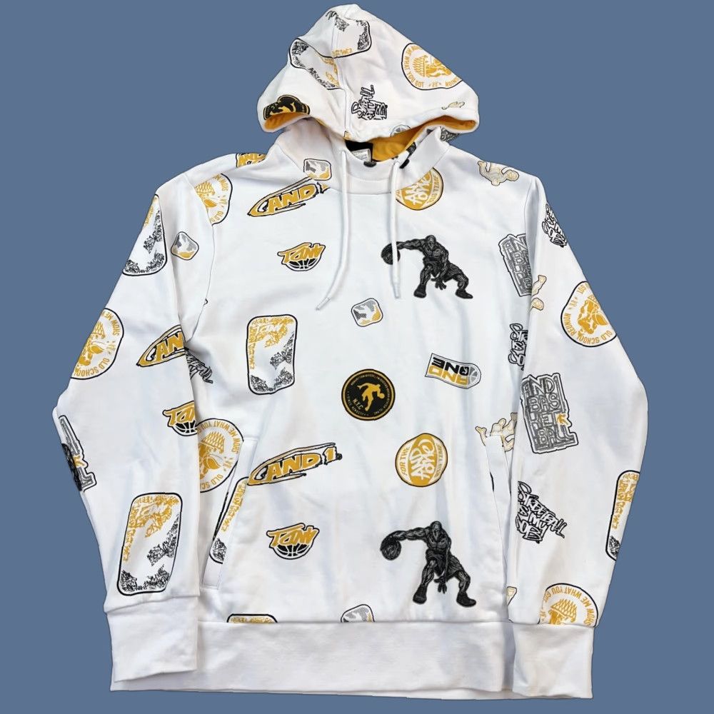 Vintage AND1 Hoodie Mens Medium White All Over Logo Graphic Print Pullover Size US M / EU 48-50 / 2 - 1 Thumbnail