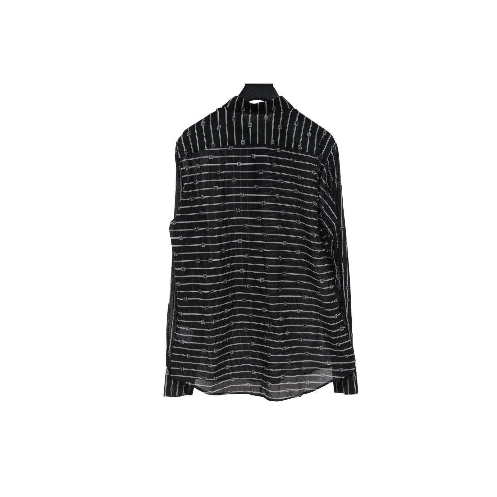 Givenchy Striped Logo Button Down Shirt 41 Black White Size US M / EU 48-50 / 2 - 2 Thumbnail