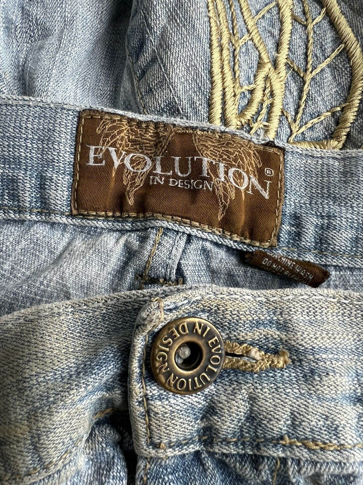 Ed Hardy Y2K Evolution Angel Wings Embroidery Big Pocket Jorts Jeans Size US 37 - 6 Thumbnail