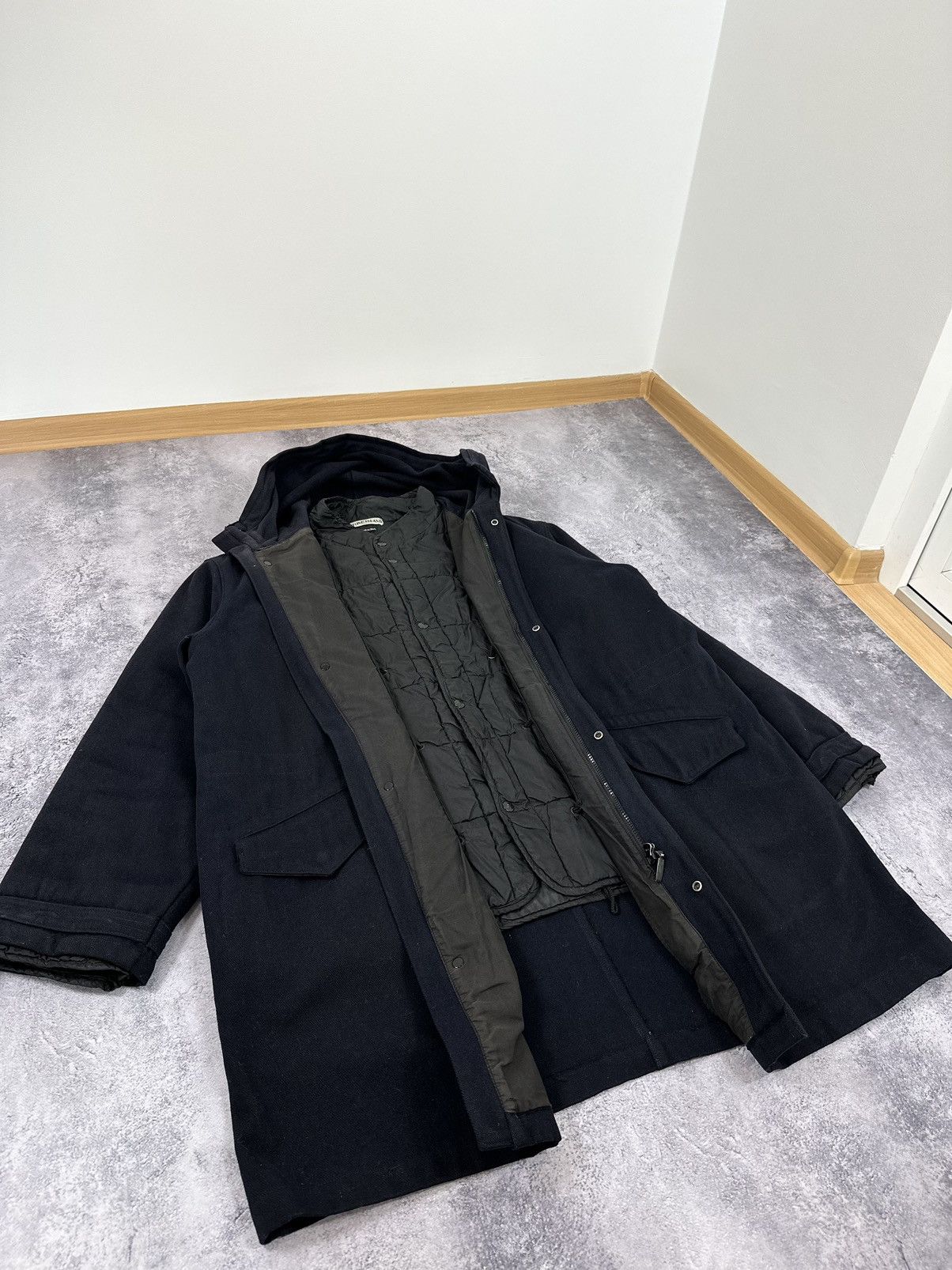 Massimo Osti Vintage 1998 Stone Island Archival Wool Hooded Long Coat Size US XL / EU 56 / 4 - 3 Thumbnail