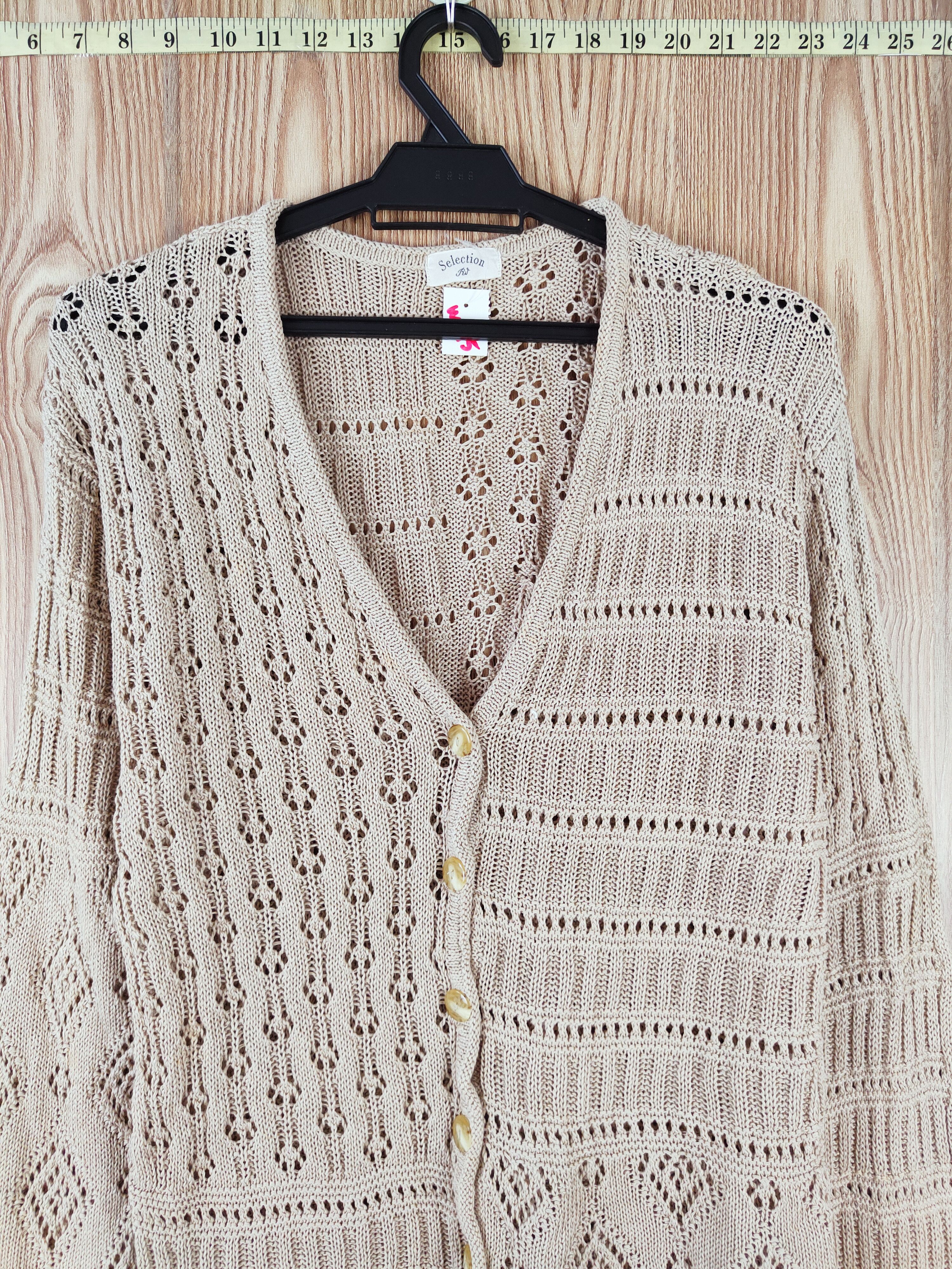 Japanese Brand × Vintage Selection RJ Brown Mesh Net Knitwear Long Cardigan #W475 Size M / US 6-8 / IT 42-44 - 2 Thumbnail
