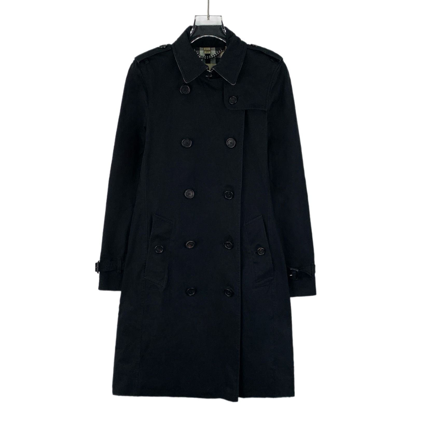 Burberry Burberry Black Belted Cotton Trench Coat (Size XS) Size XS / US 0-2 / IT 36-38 - 1 Thumbnail