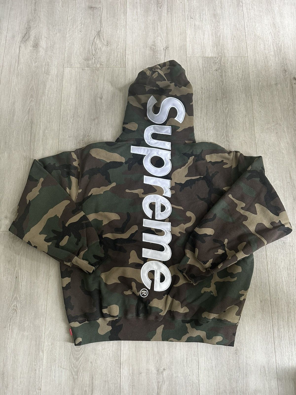 Supreme Satin Applique Woodland Camo Hooded Sweatshirt SS26