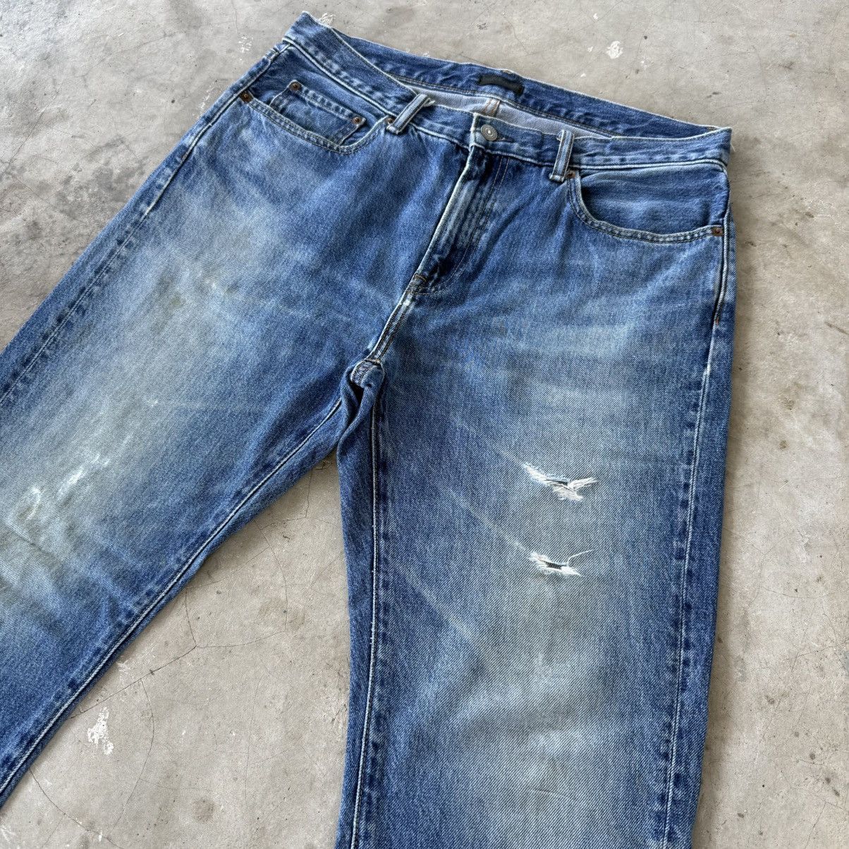 Japanese Brand W35 Vintage S002 Faded Ripped Denim Jean Pants Size US 35 - 6 Thumbnail