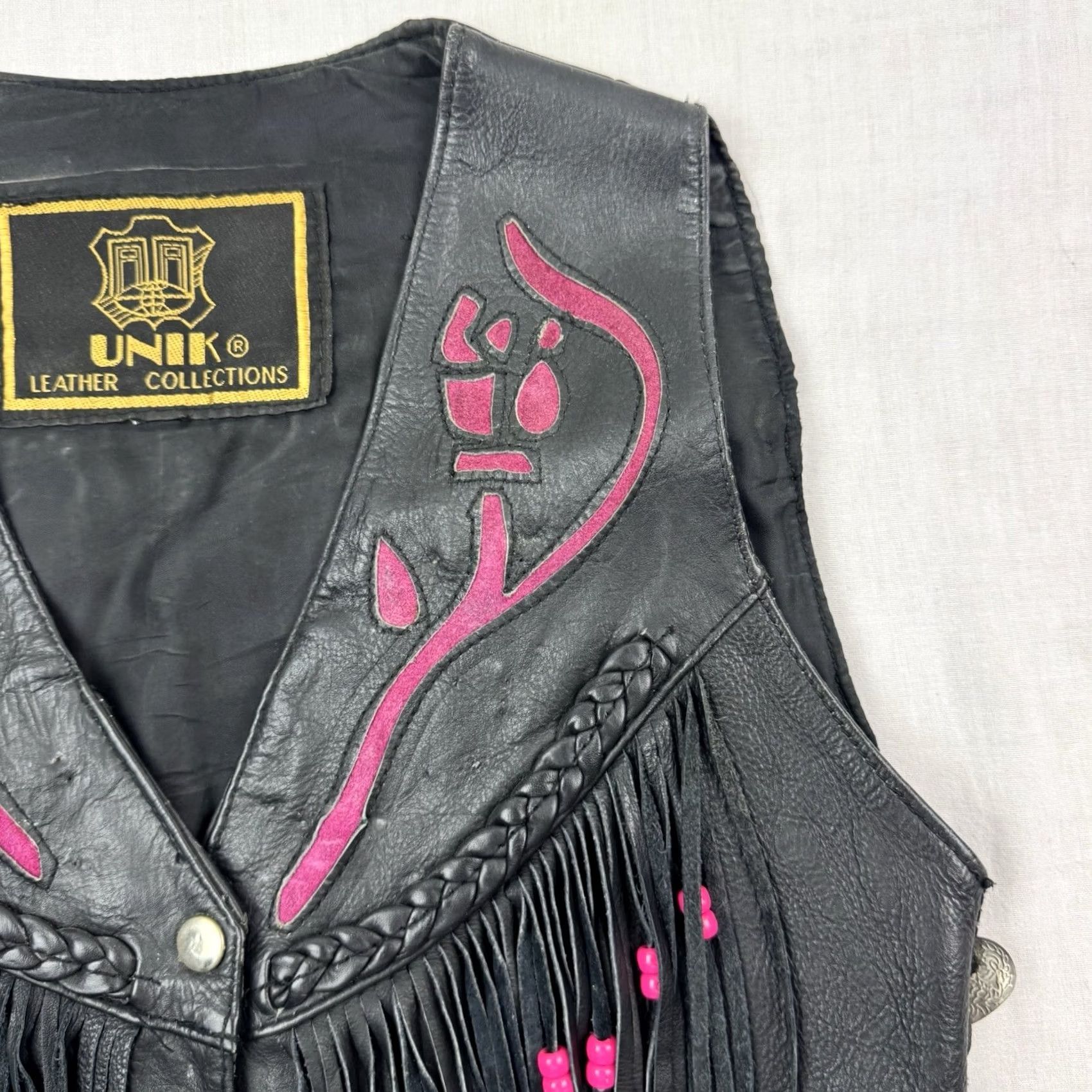 Vintage VINTAGE Unik Leather Biker Vest Womens Medium Motorcycle Jacket 90s Black Slim Solid Snap Knits? Size M / US 6-8 / IT 42-44 - 3 Thumbnail