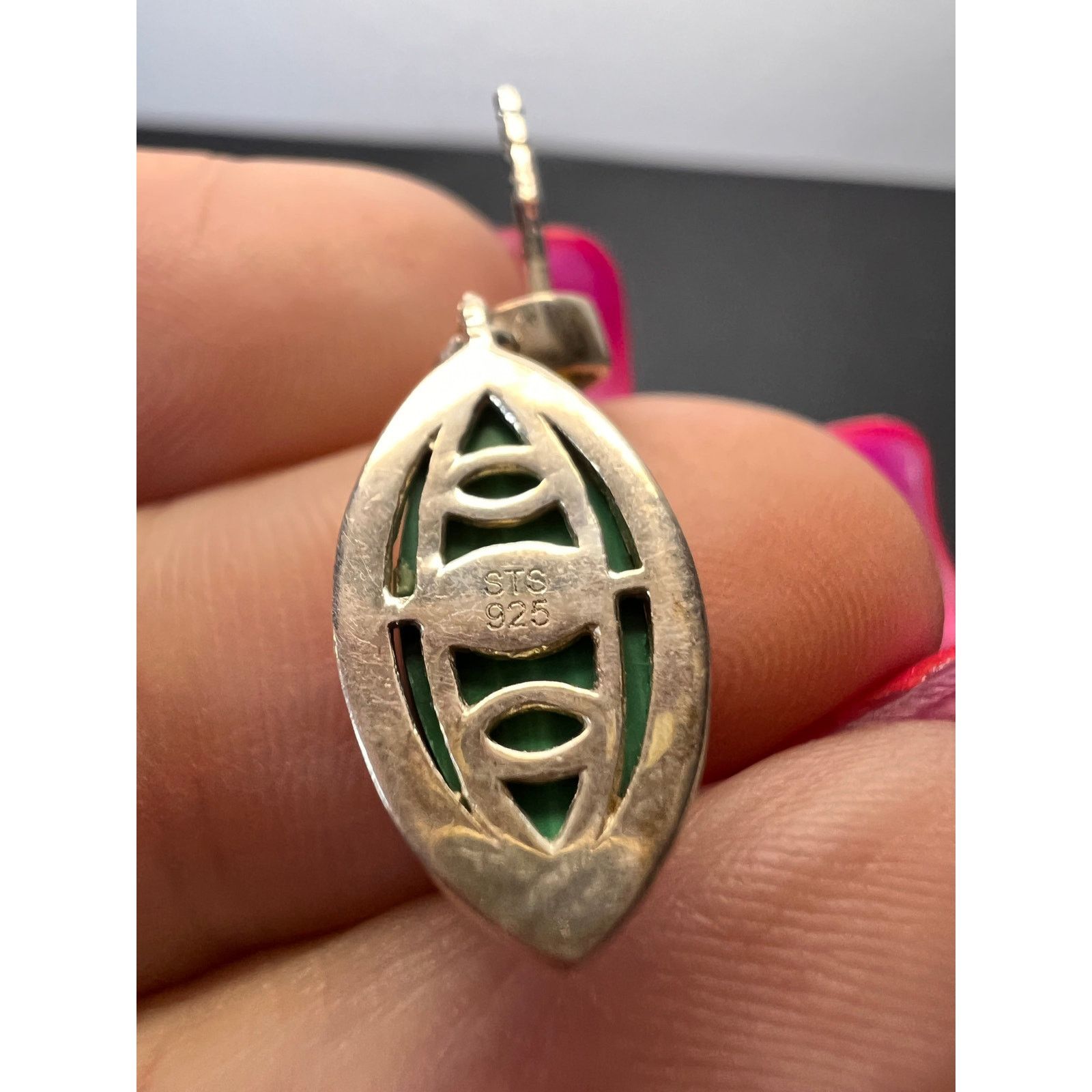 Other Malachite and olive CZ sterling silver earrings Size ONE SIZE - 5 Thumbnail