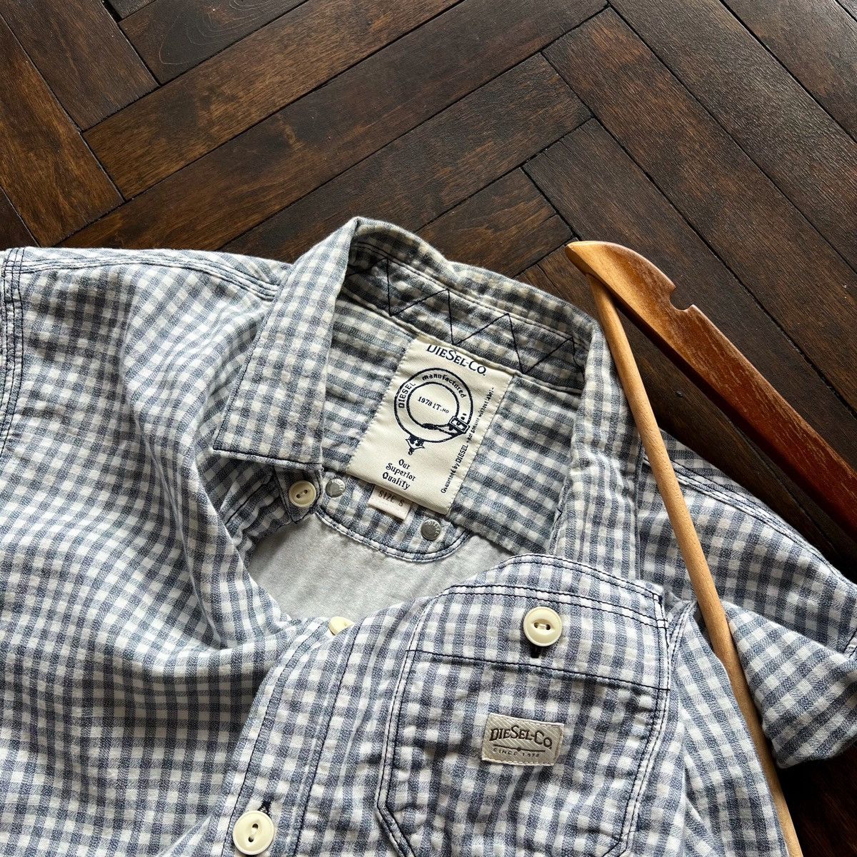 Designer × Diesel Diesel Mens Flannel Long Sleeve Button Shirt Checked Pattern Size US S / EU 44-46 / 1 - 8 Thumbnail