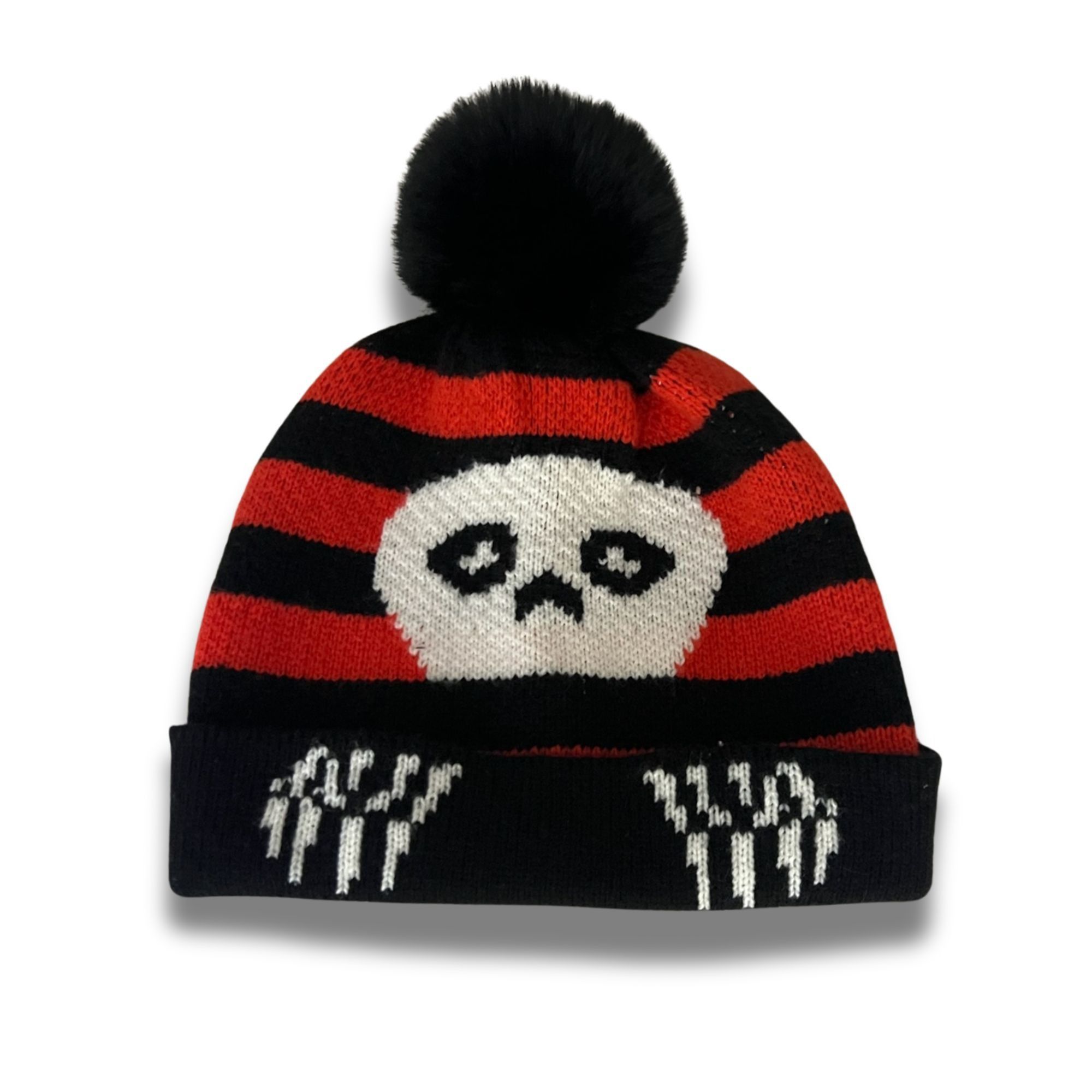 Other David & Young Ghost Skeleton Beanie With Pom Pom - Orange & Size ONE SIZE - 2 Thumbnail