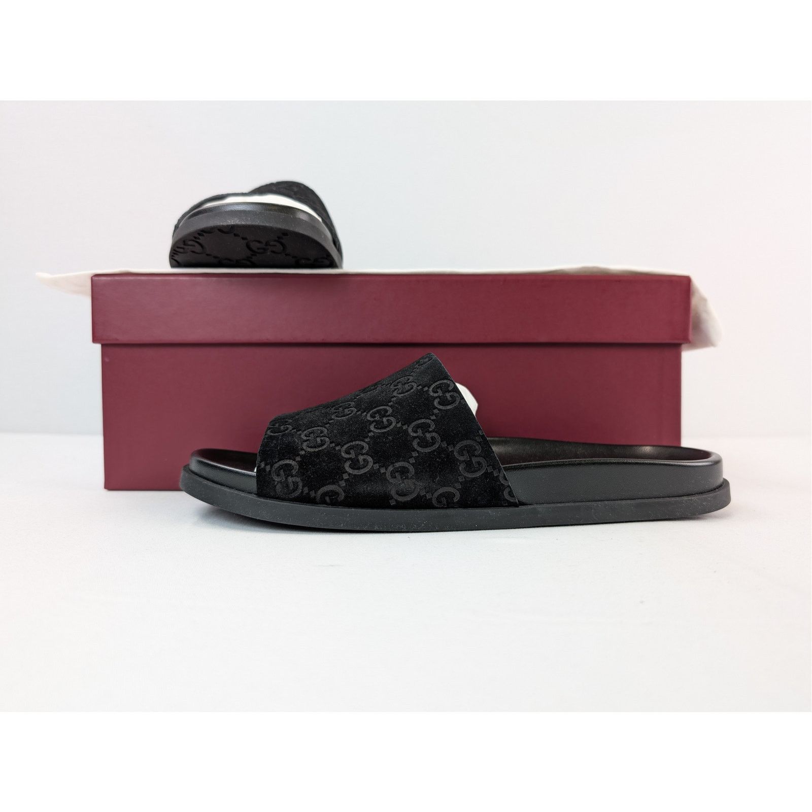 Gucci o1rshd1 Luxury Suede GG logo Slipper Slide Slider in Black Size US 7.5 / EU 40-41 - 17 Thumbnail
