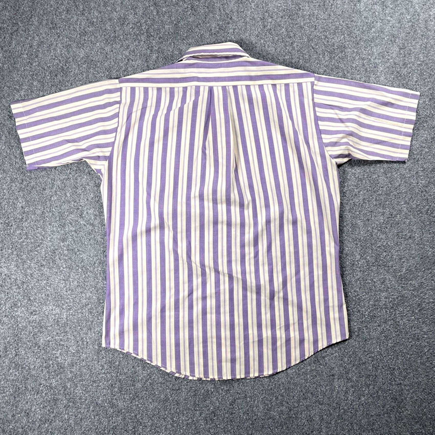 Vintage VINTAGE Puritan Shirt Striped Purple 60s Short Sleeve Large Button-Front Mod/GoGo Mens Size US L / EU 52-54 / 3 - 6 Thumbnail
