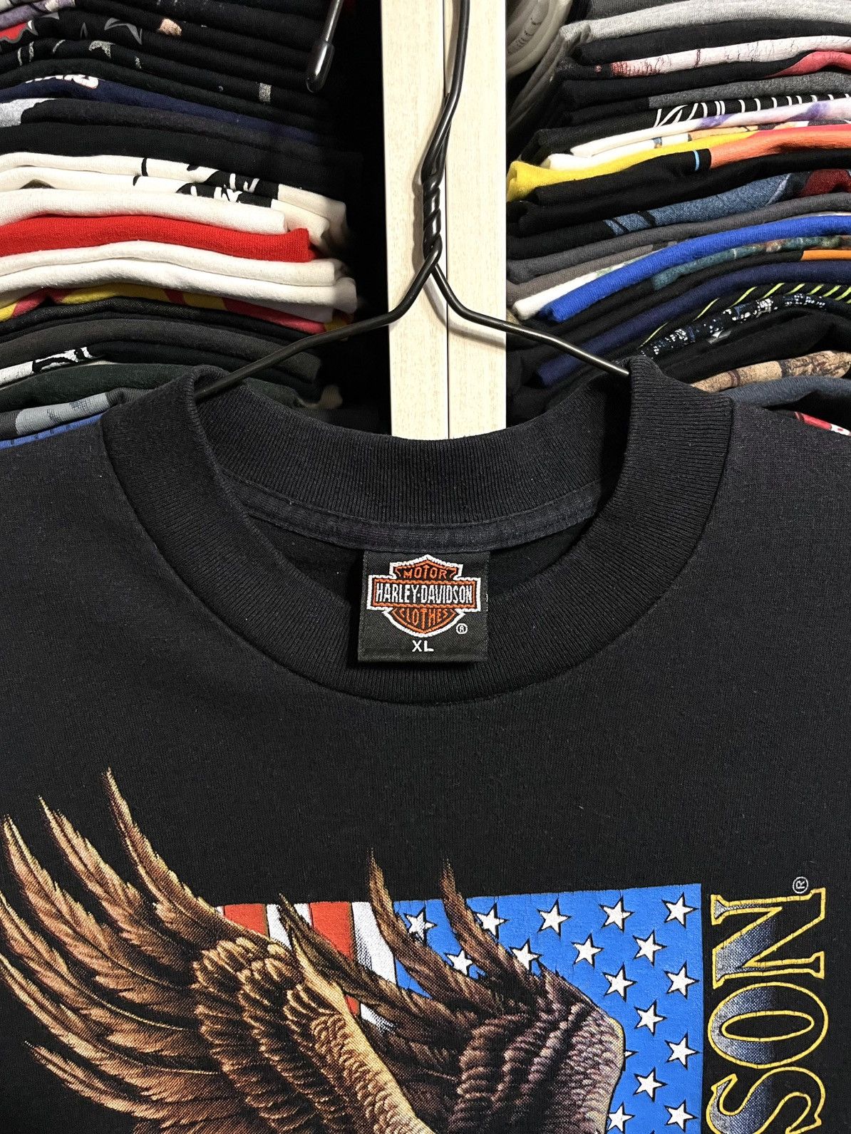 Harley Davidson Vintage 1991 3D Emblem Harley Davidson Eagle USA T-Shirt 90s Size US XL / EU 56 / 4 - 4 Thumbnail