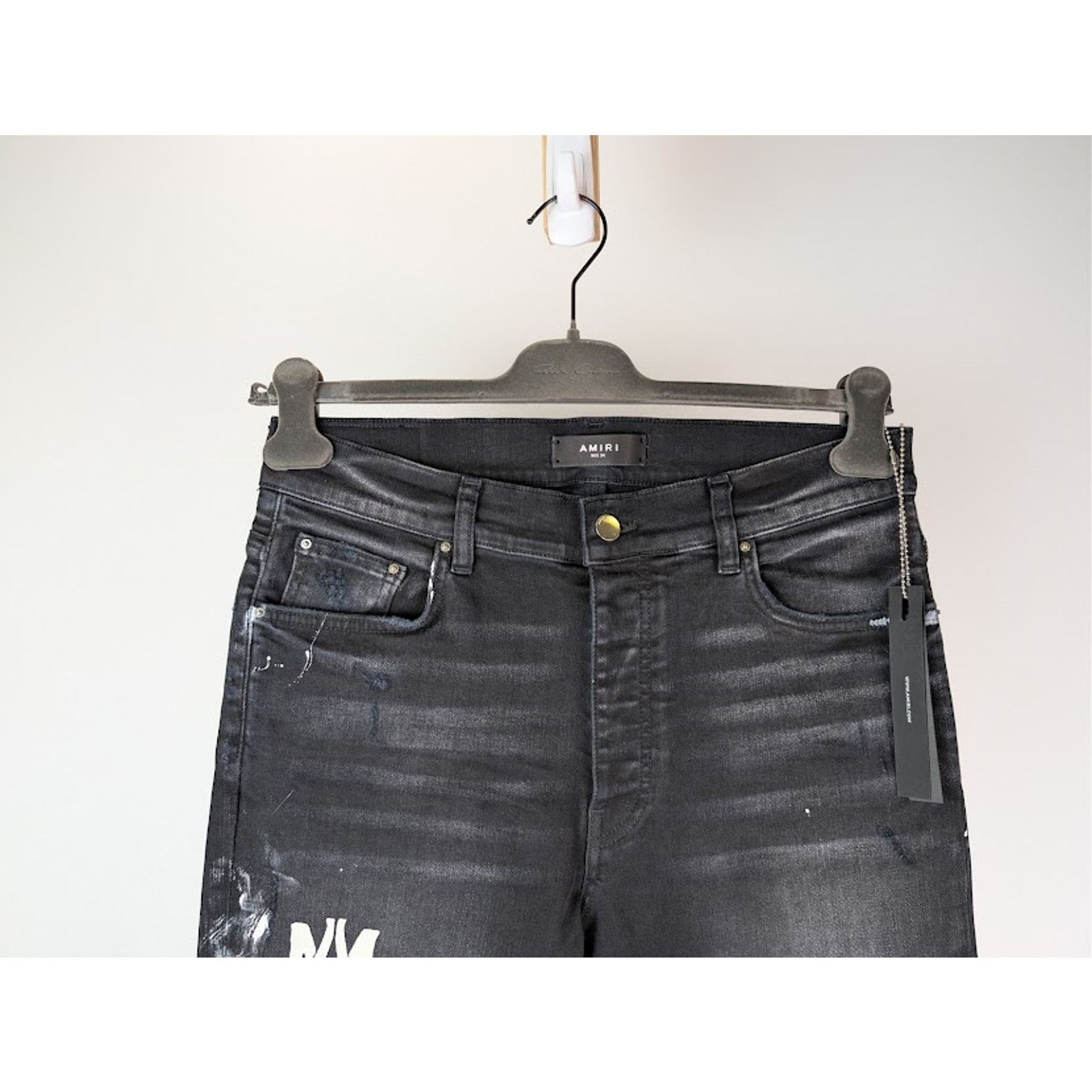 Amiri o1rshd1 MA Drip Skinny Denim Jeans in Aged Black Size US 31 - 3 Thumbnail