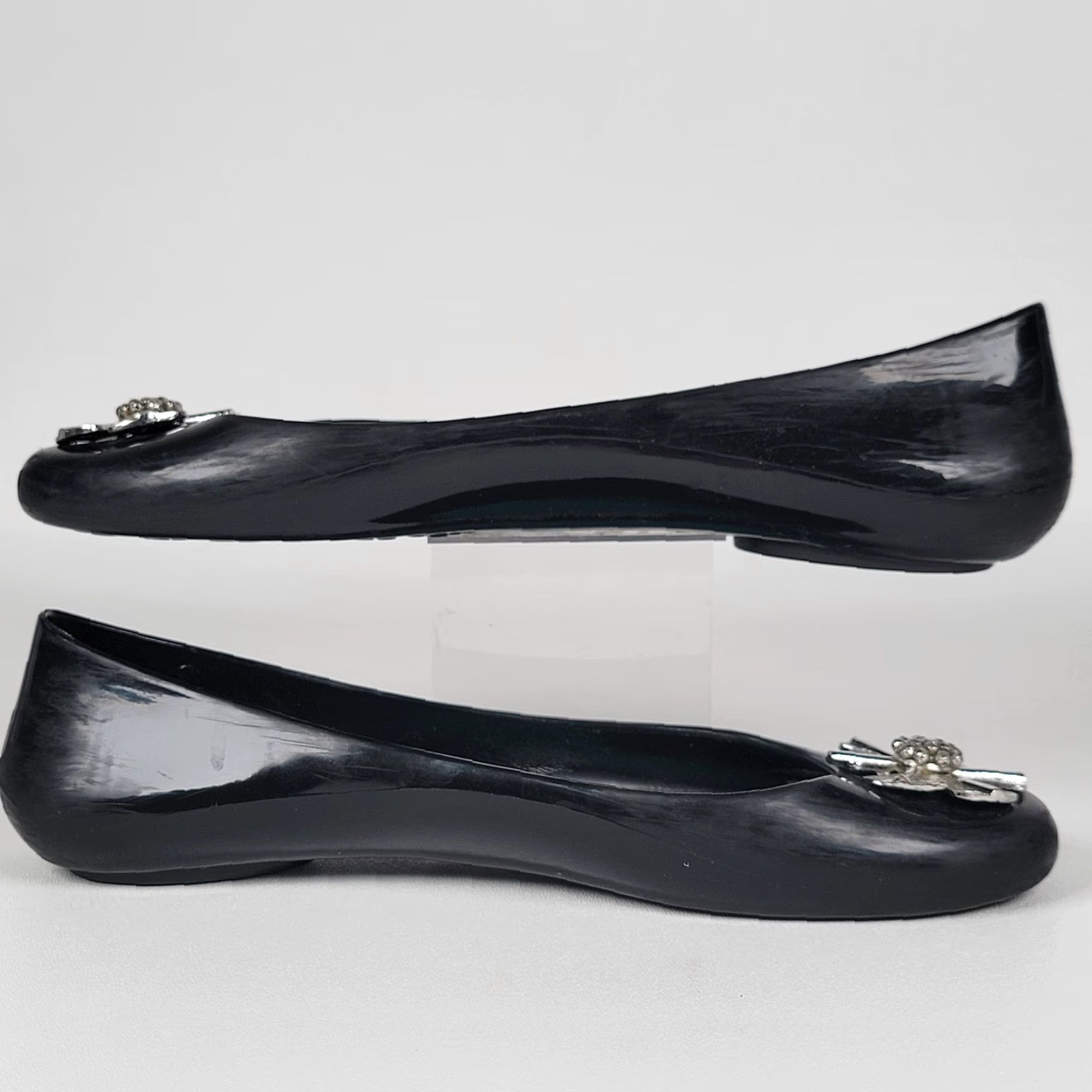 Vintage VINTAGE OKA b Charcoal Black Jelly Medallion Ballet Flats Skimmers Size 9/39 Ladies Shoes Ballet Flats Medallion Slip On Rubber Flat Womens Black 9/39 Size US 9 / IT 39 - 4 Thumbnail