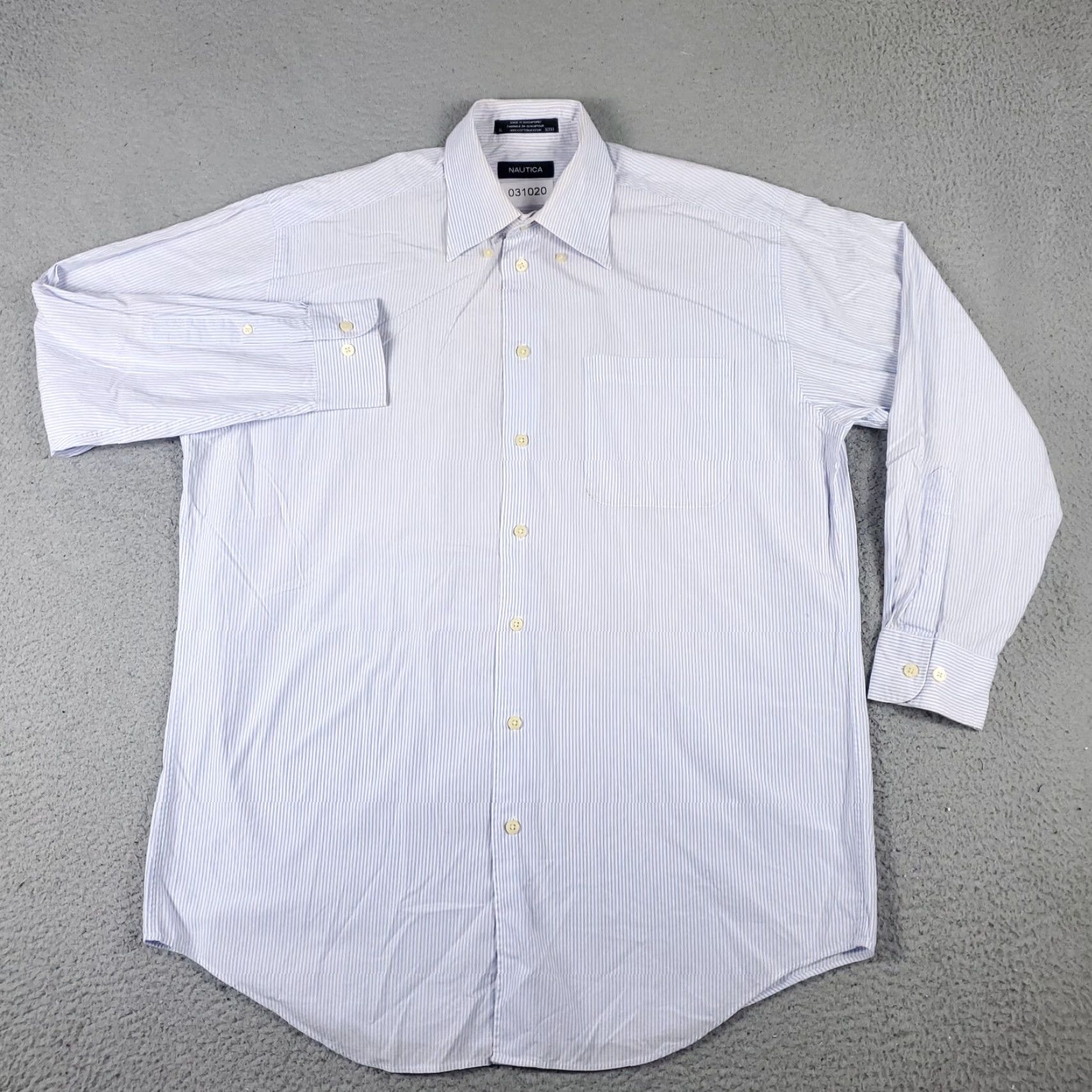 Nautica Nautica Dress Shirt Mens Size 16 Blue Striped Long Sleeve Button Up Casual Classic Size 42R - 2 Thumbnail