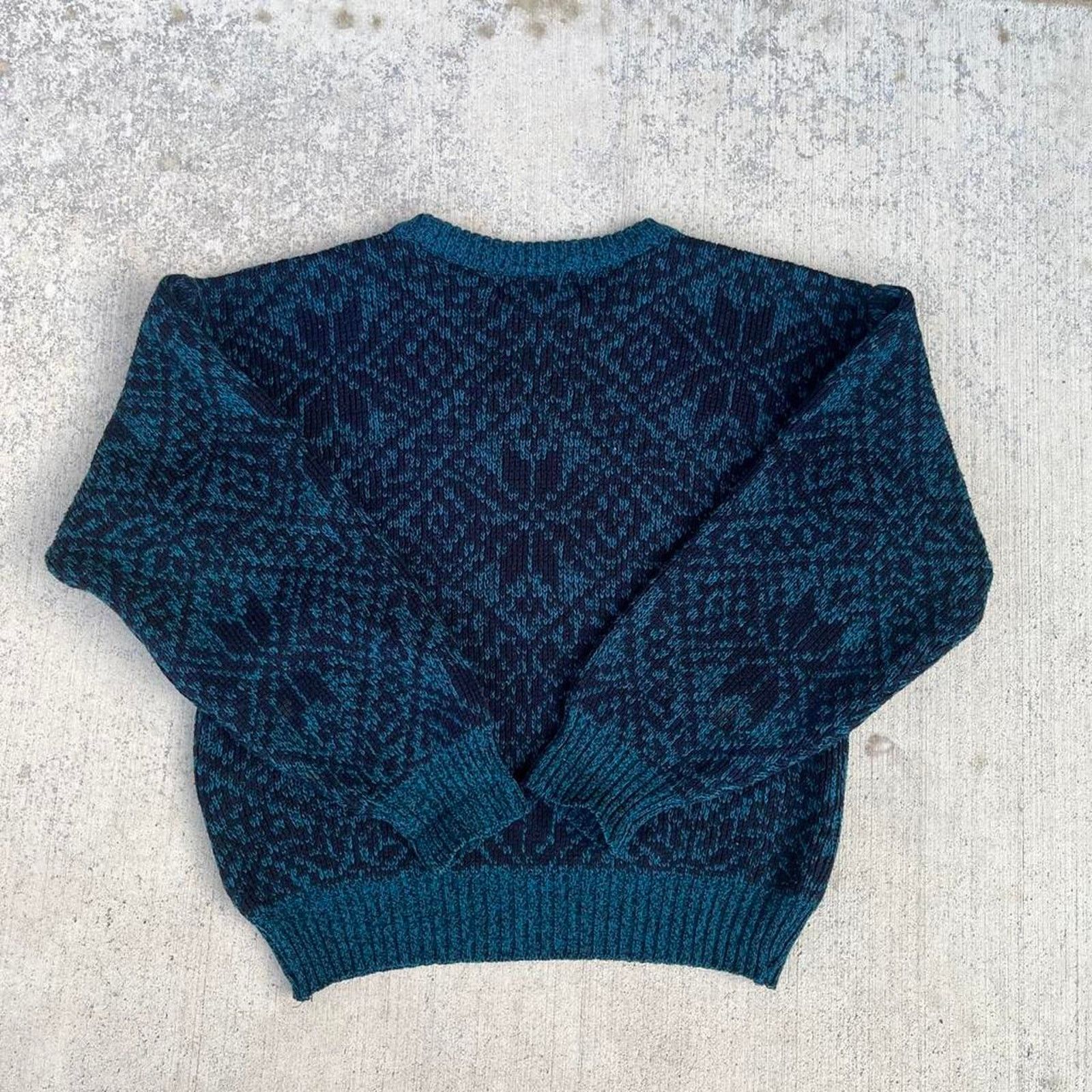 Other Monochromatic Snowflake Geometric Motif Blue, Teal Sweater Size M / US 6-8 / IT 42-44 - 3 Thumbnail