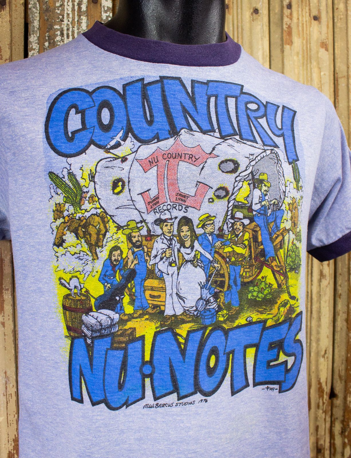 Vintage Vintage Country Nu Notes Graphic Ringer T Shirt 1976 Size US M / EU 48-50 / 2 - 4 Thumbnail