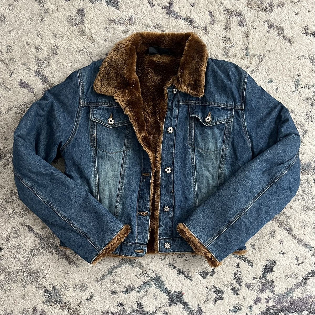Vintage Vintage Denim & Faux Fur Jackets Size L / US 10 / IT 46 - 1 Thumbnail