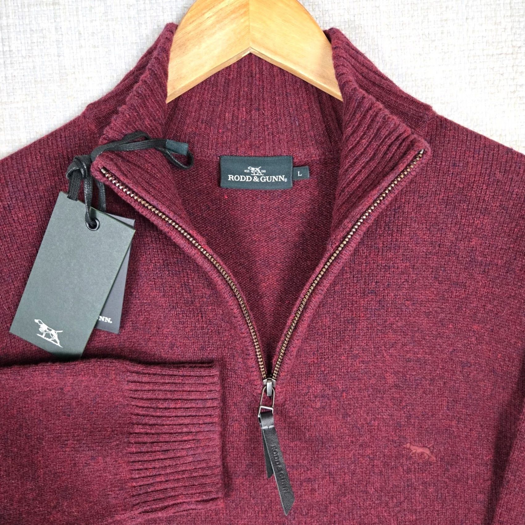 Rodd & Gunn Rodd & Gunn Sweater Shirt Mens L Oxblood Wool Nylon 1/4 Zip Mock Neck Pullover Wool Blend Leather? Size US L / EU 52-54 / 3 - 4 Thumbnail
