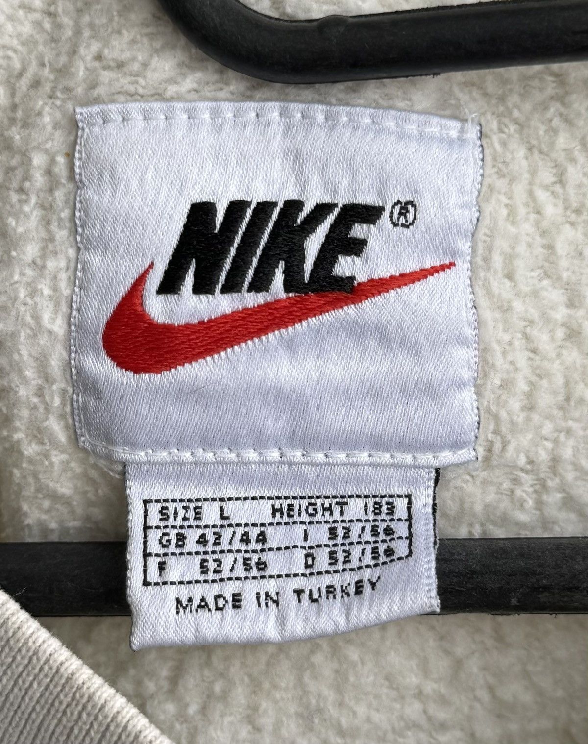 Nike Vintage 90s Nike Big Swoosh Sweatshirt Milk Size US L / EU 52-54 / 3 - 6 Thumbnail