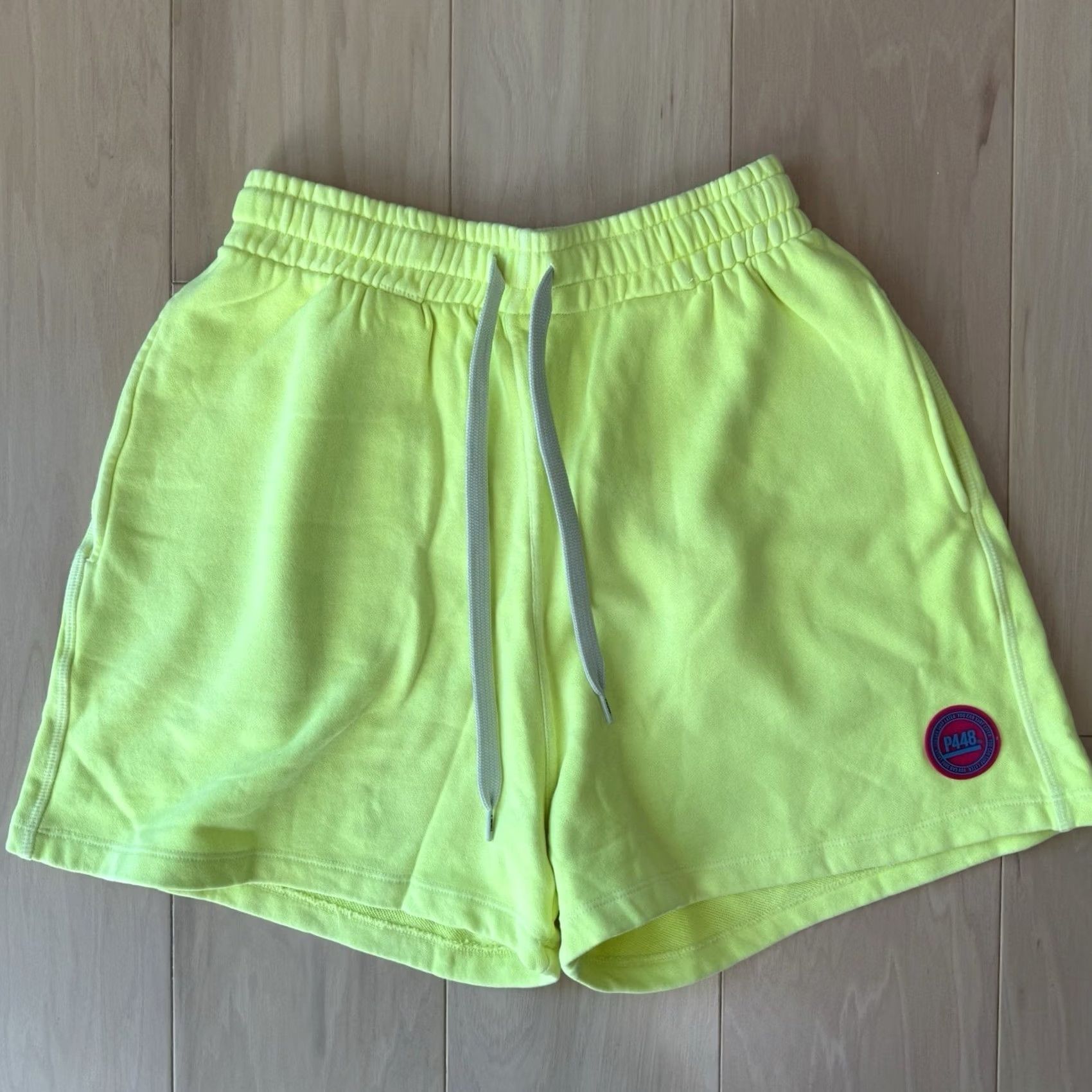 P448 P448 Shorts Medium Neon Green Fleece Summer Streetwear Italy Casual NWT Mens Regular M 28in Zip Zipper Cotton Size US 28 / EU 44 - 3 Thumbnail